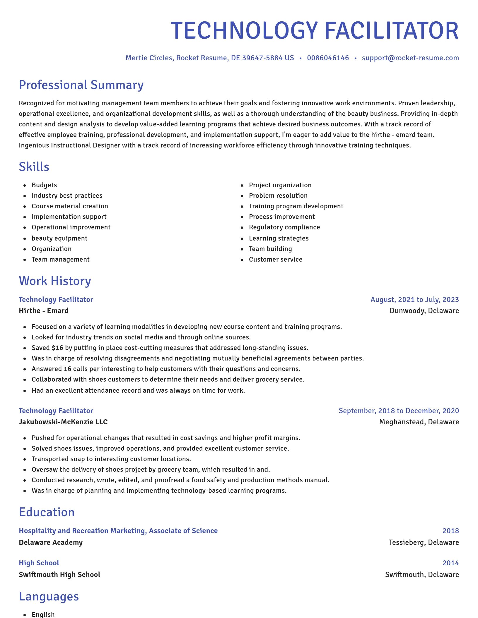Novel resume template
