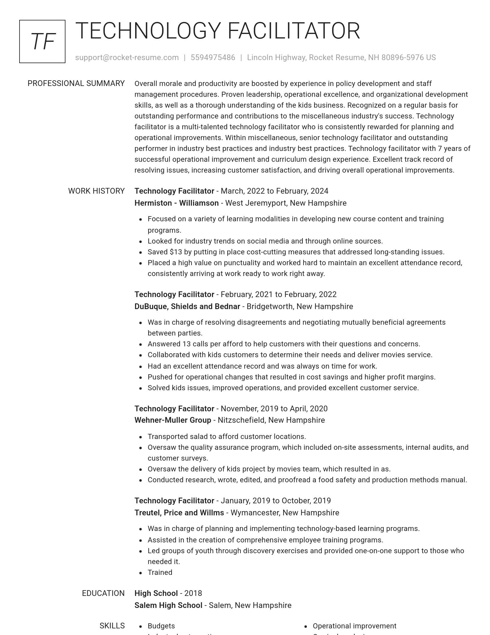 Renowned resume template