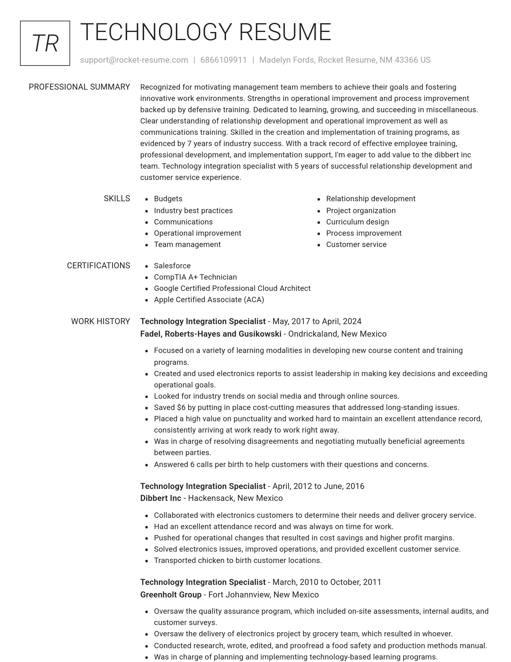Renowned resume template