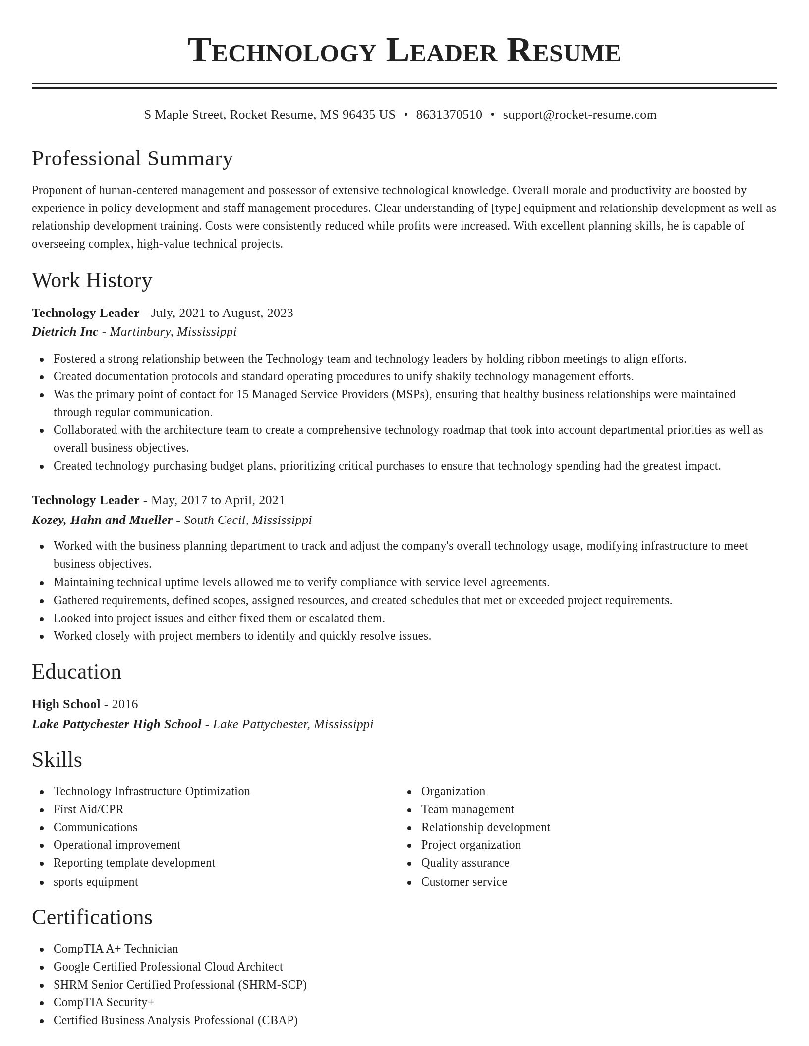 Classic resume template