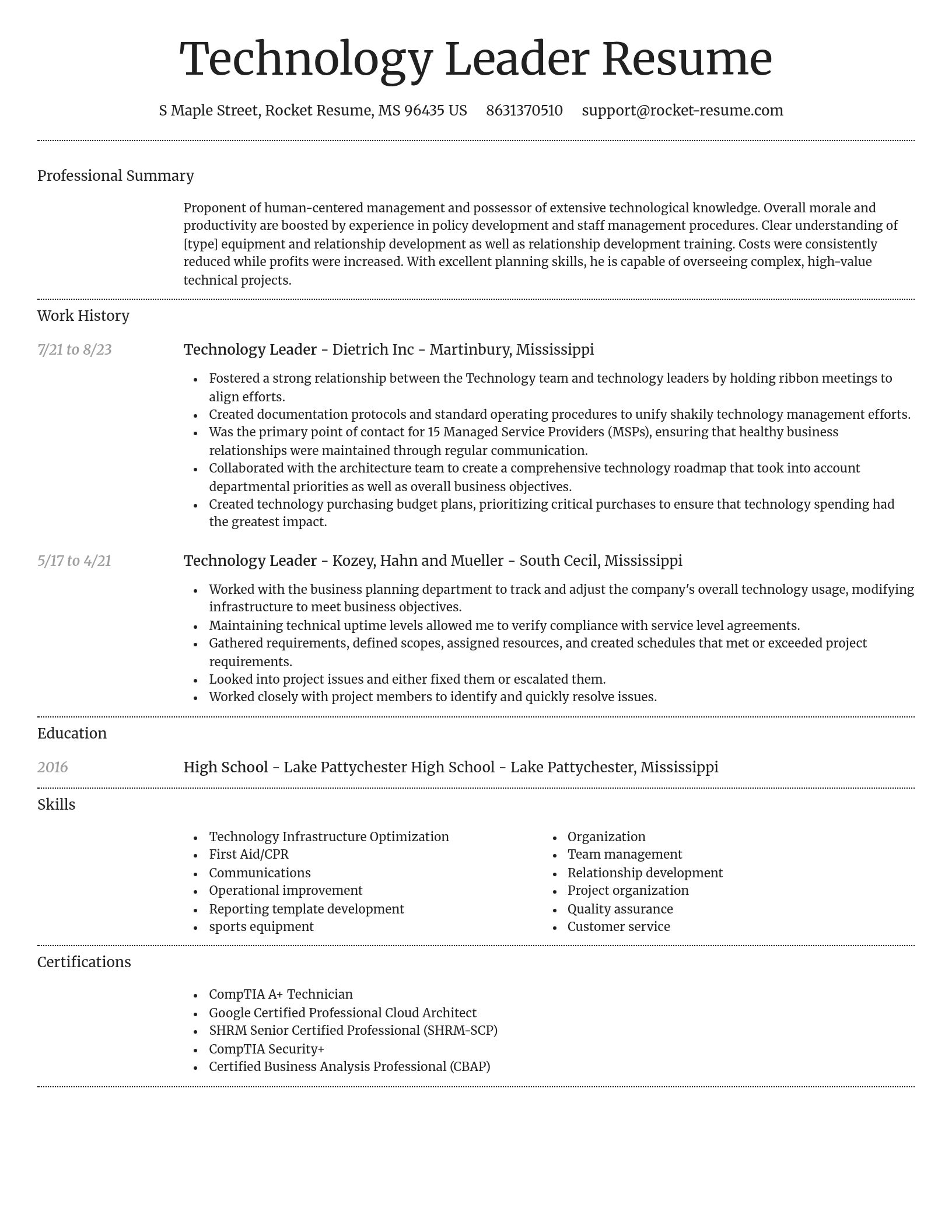 Dignified resume template