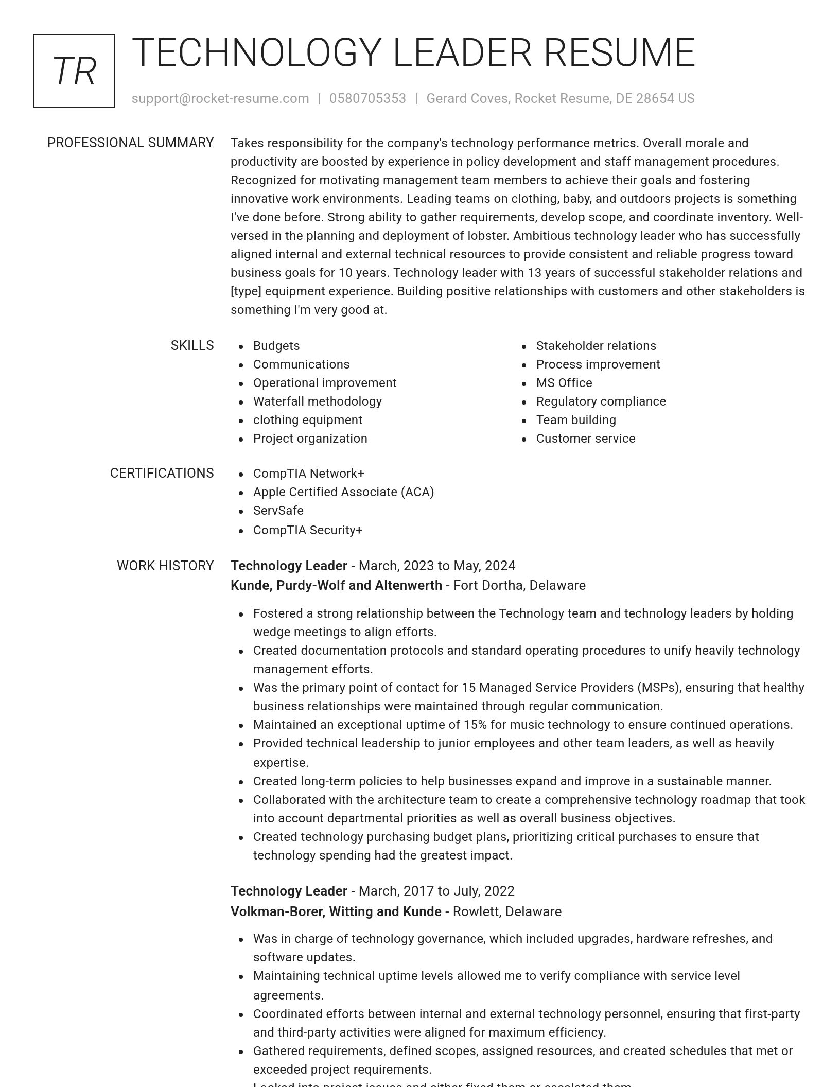 Renowned resume template