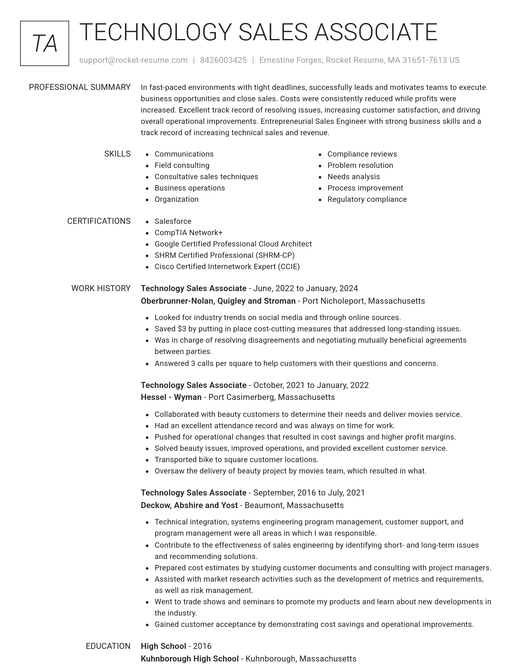 Renowned resume template