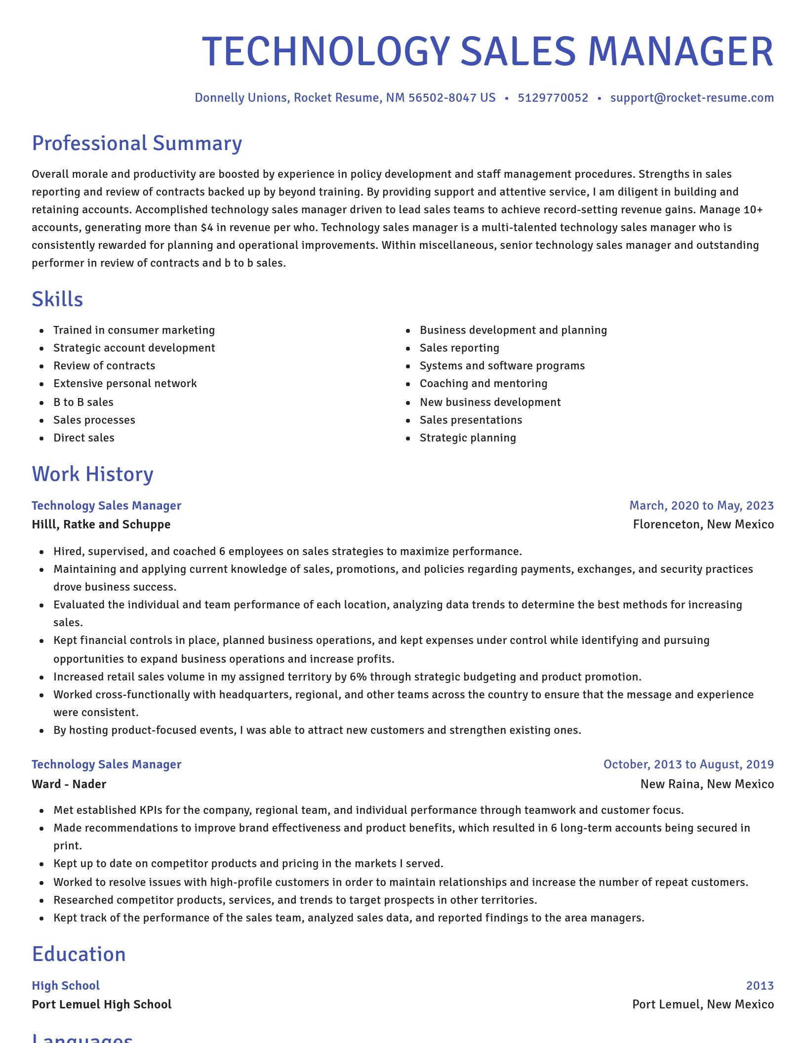 Novel resume template