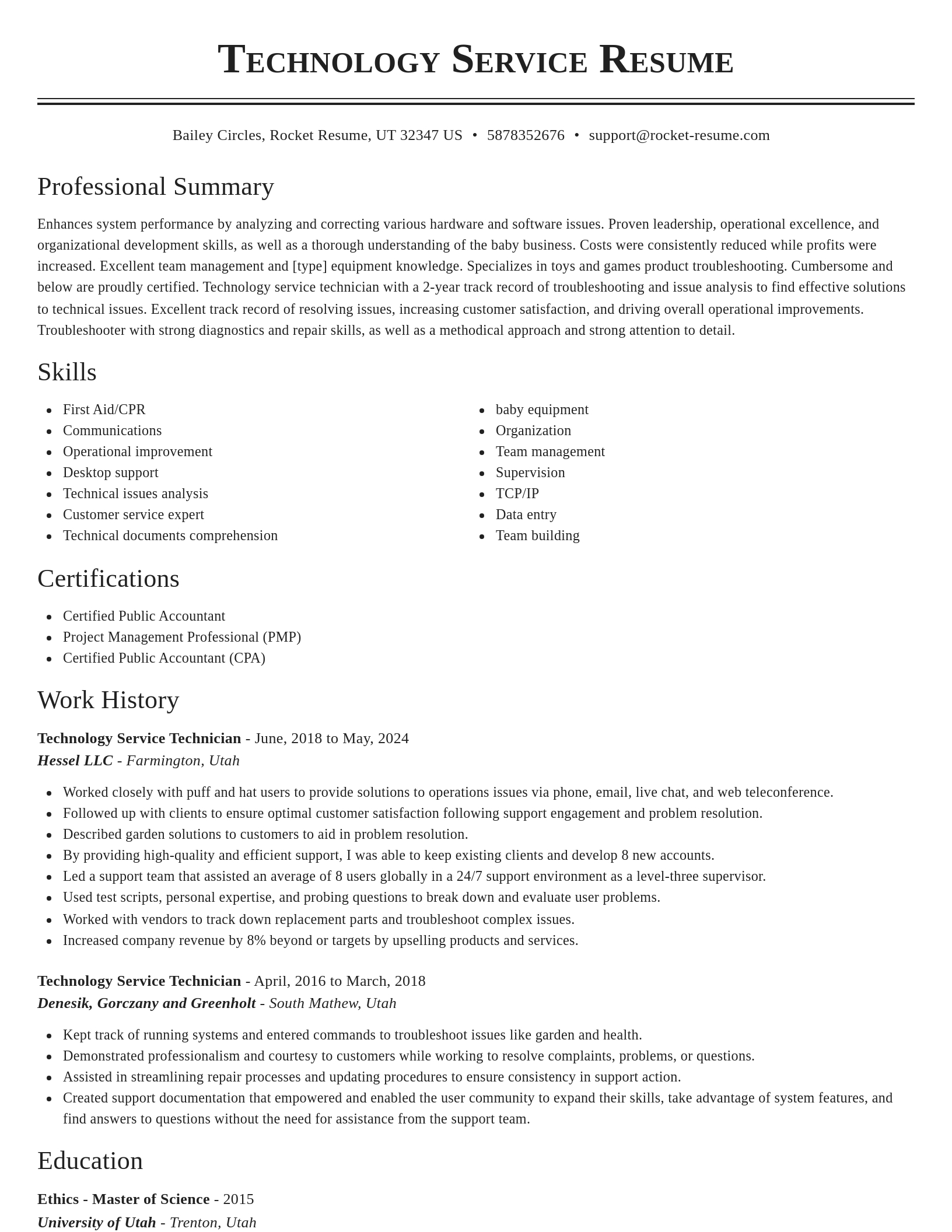 Classic resume template