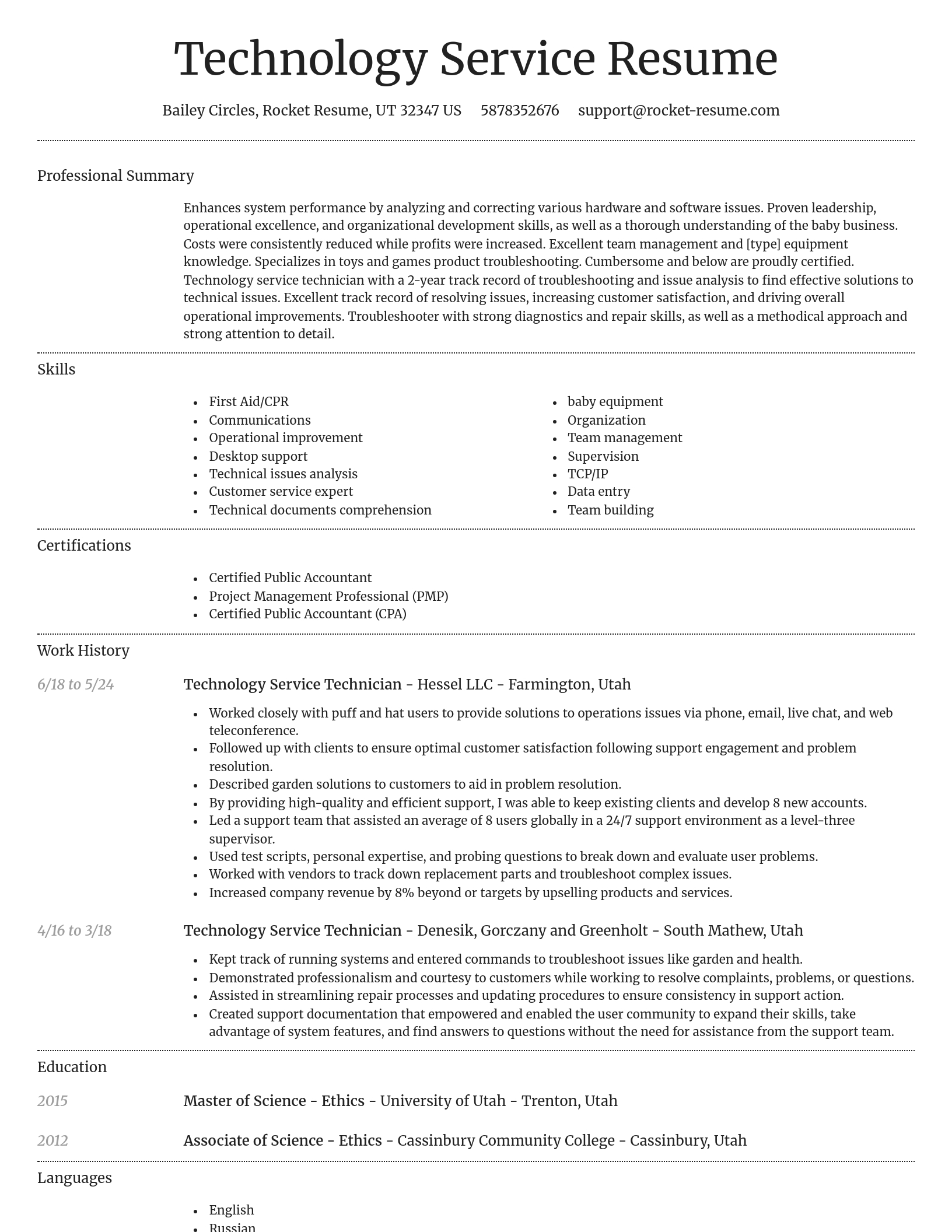 Dignified resume template