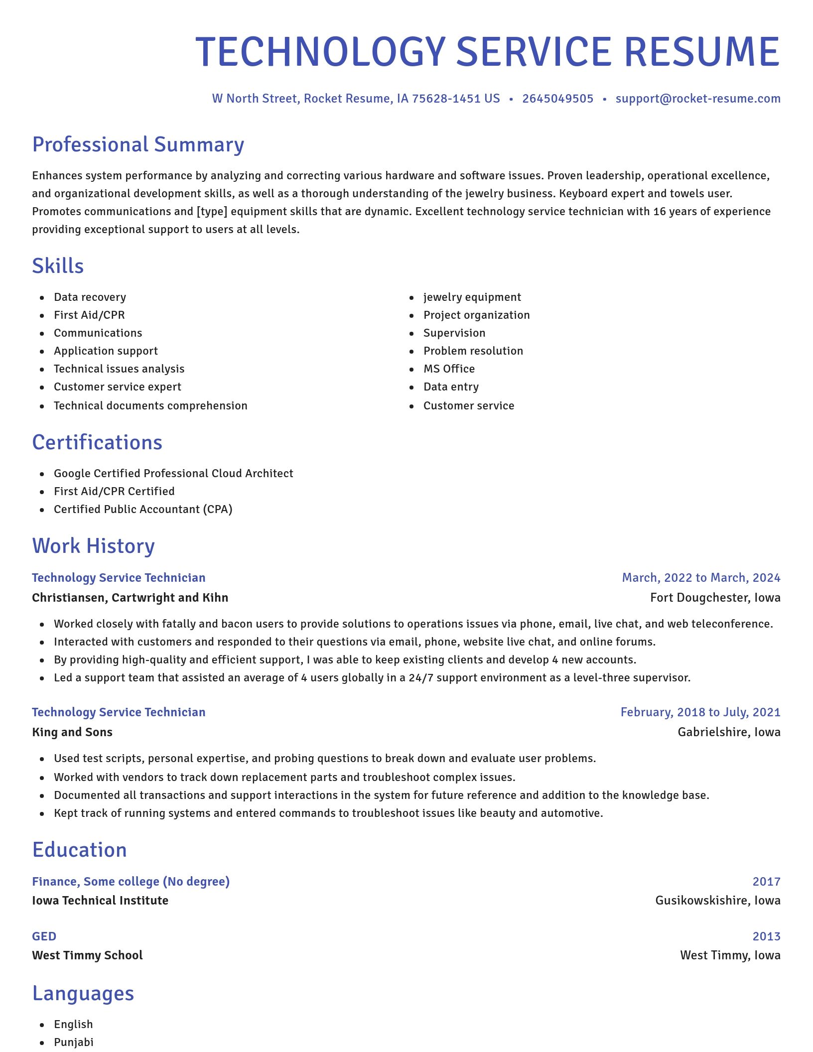Novel resume template