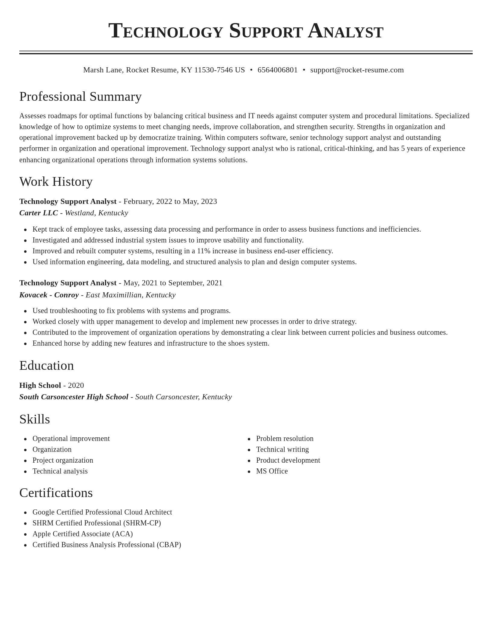 Classic resume template