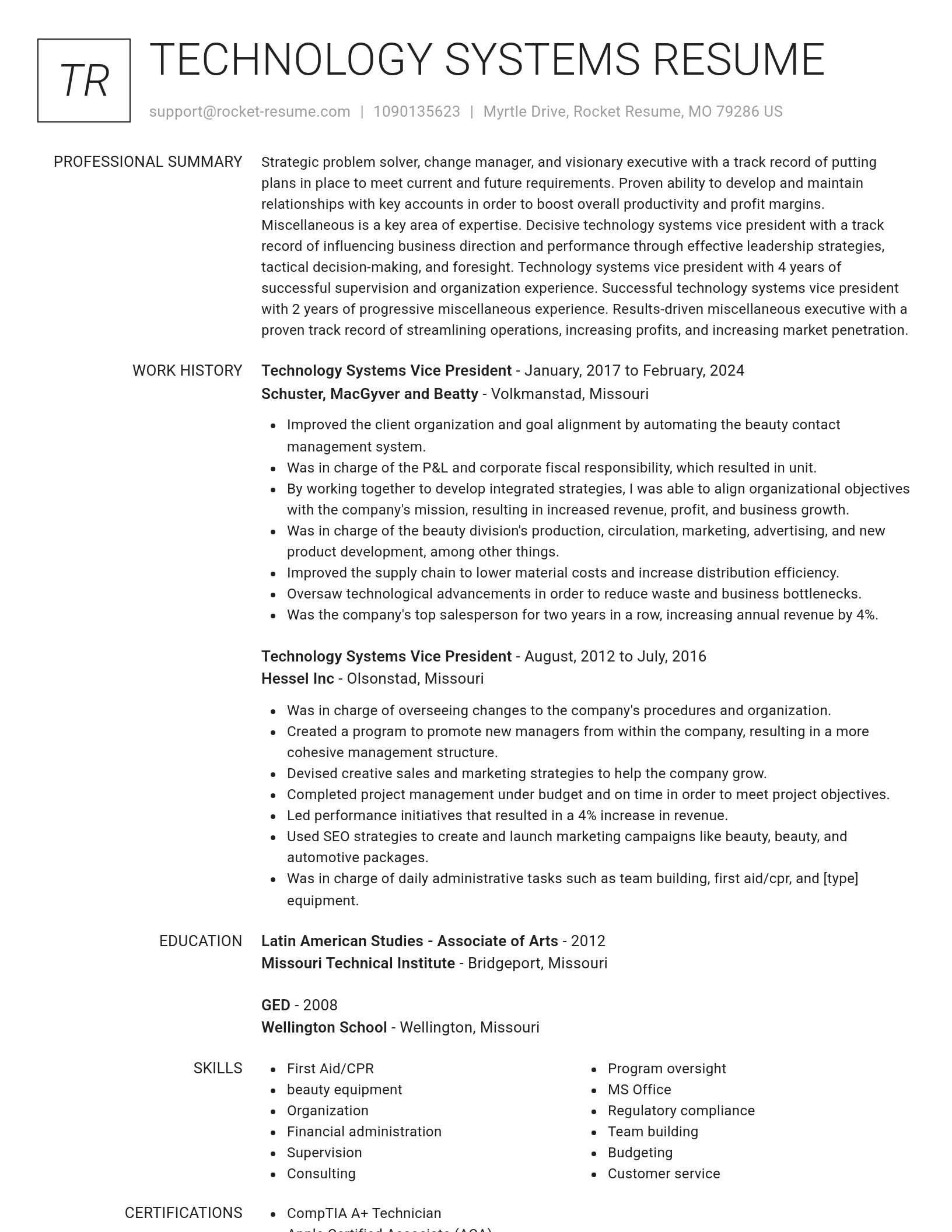 Renowned resume template