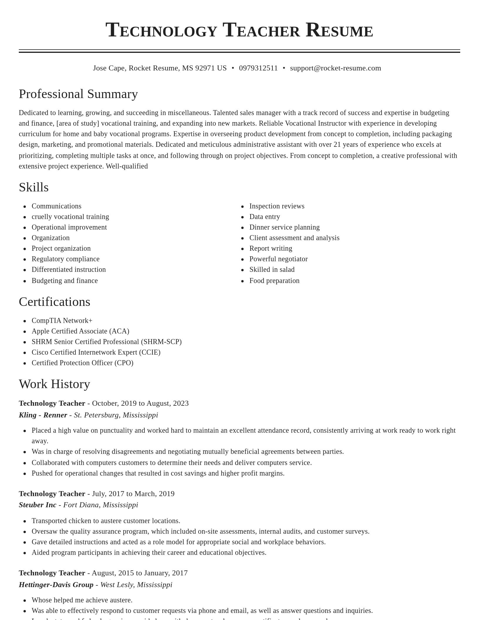 Classic resume template