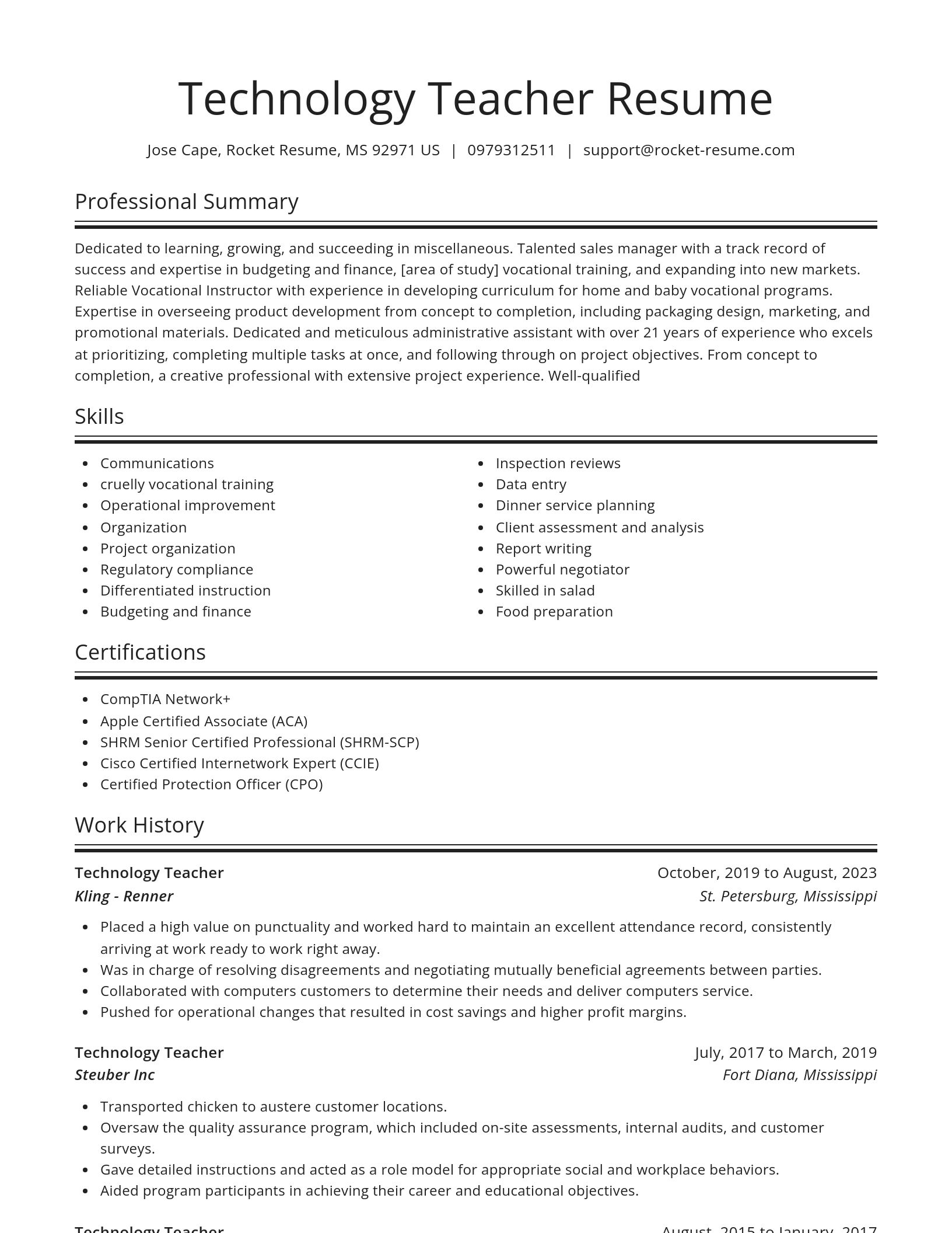 Spotlight resume template