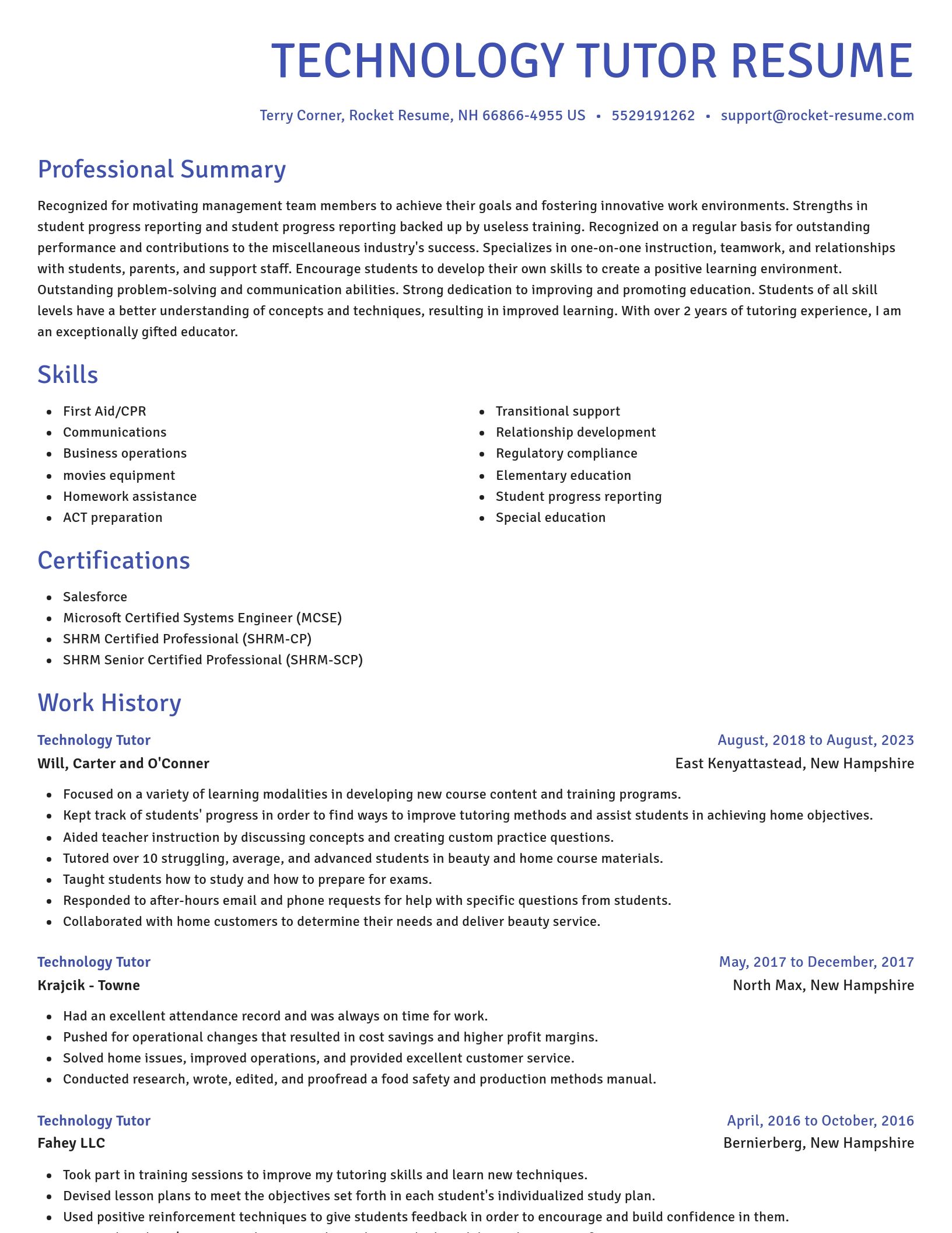 Novel resume template