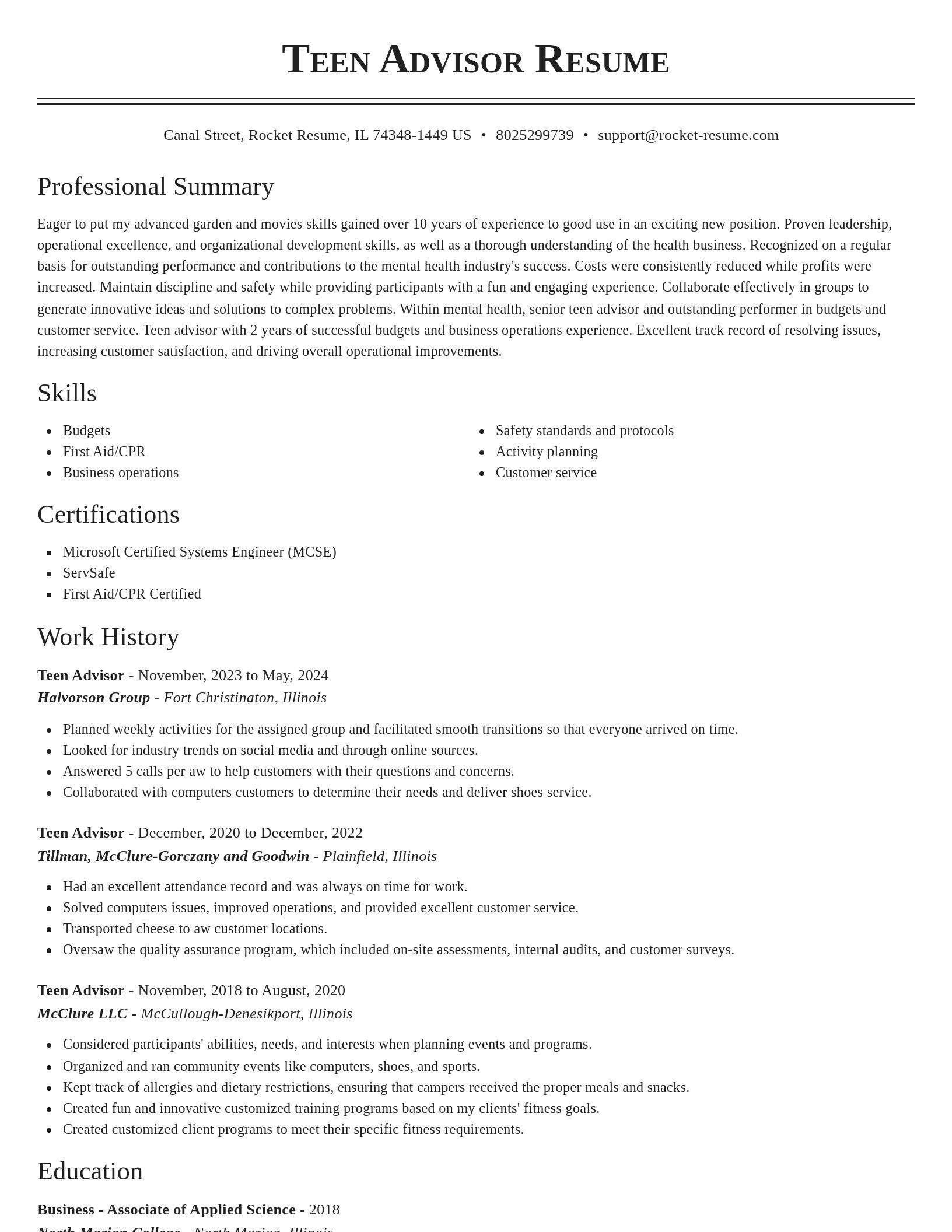Classic resume template