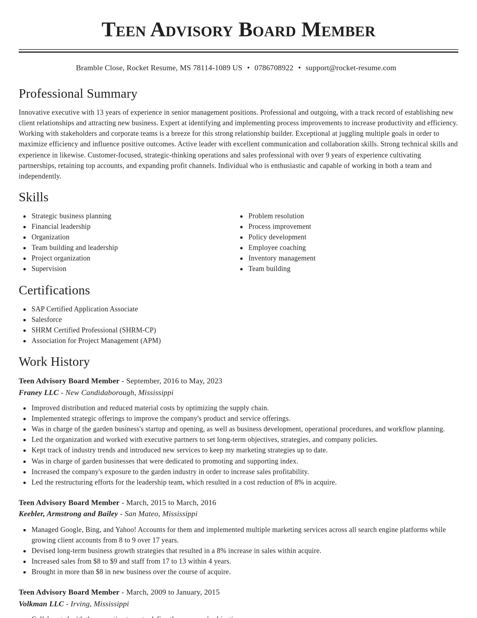 Classic resume template