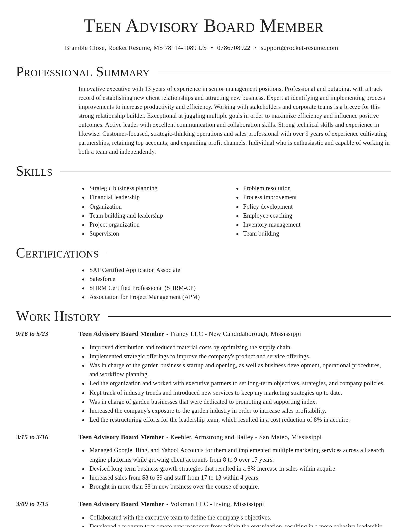 Director resume template