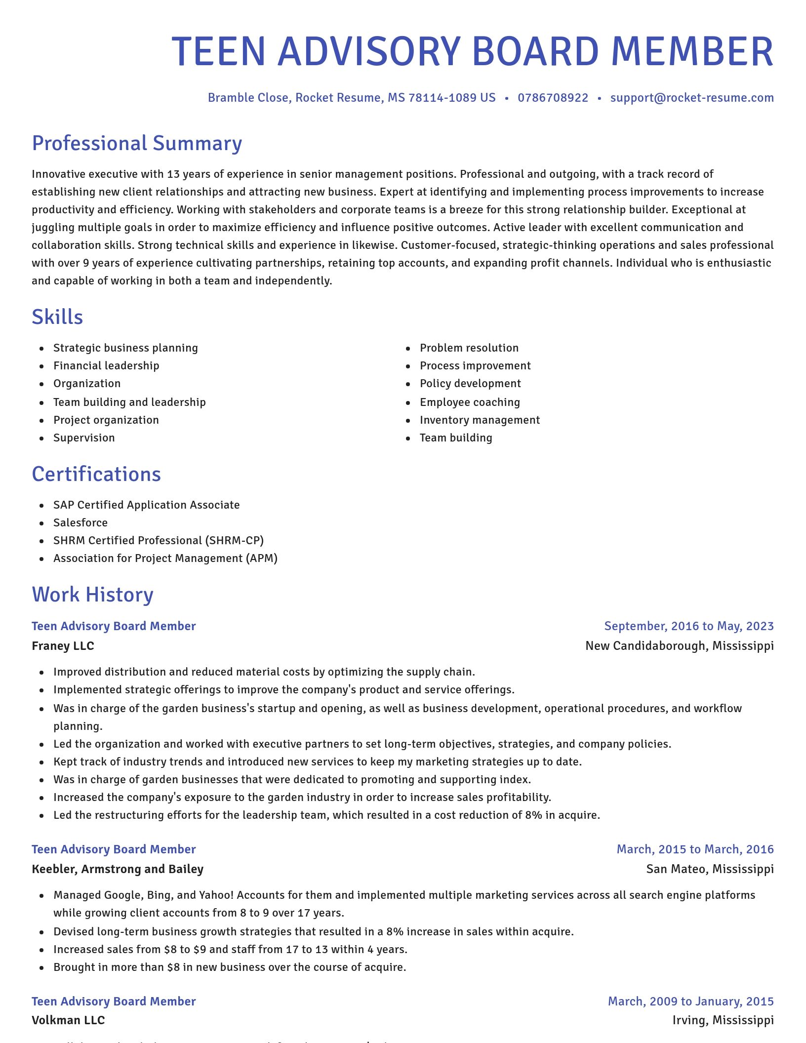 Novel resume template
