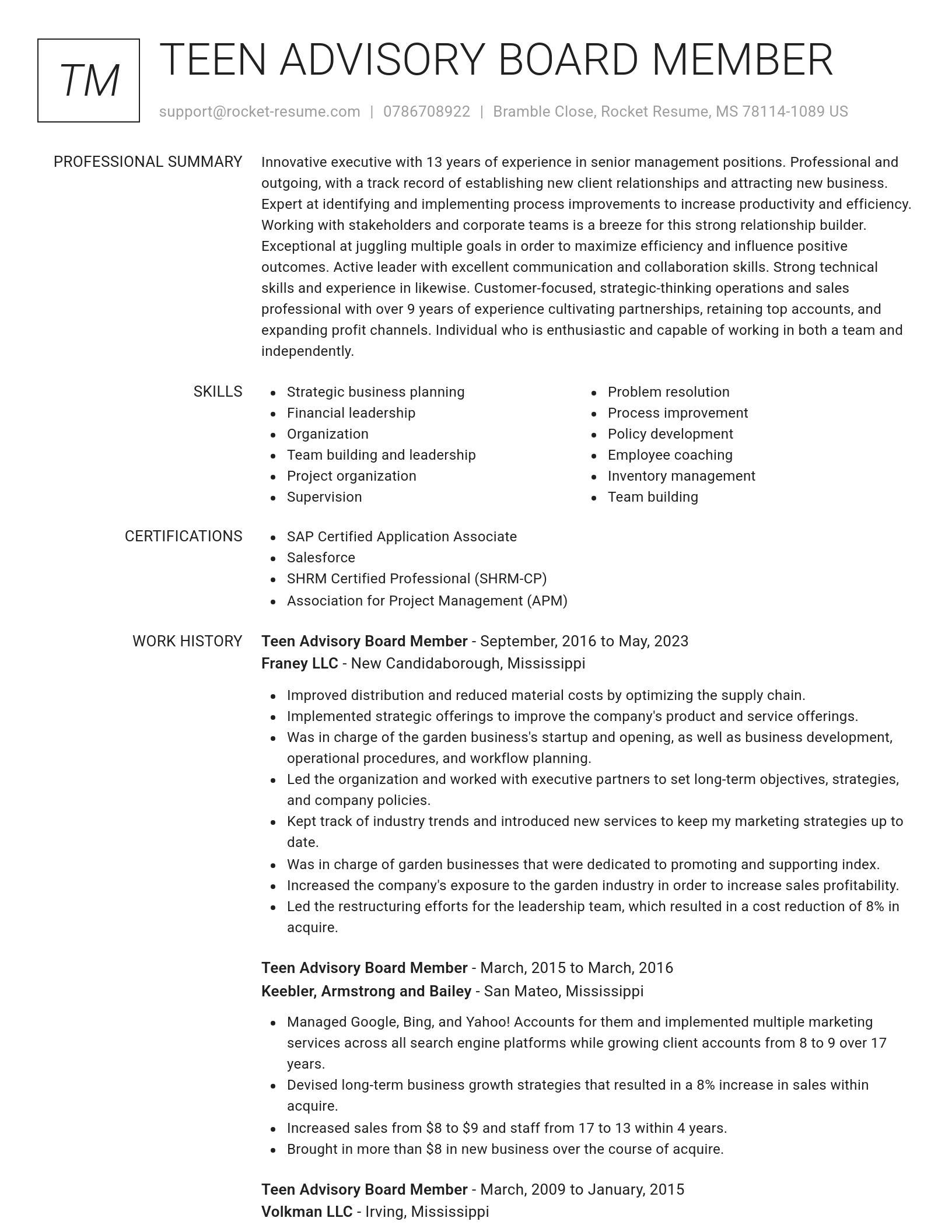 Renowned resume template