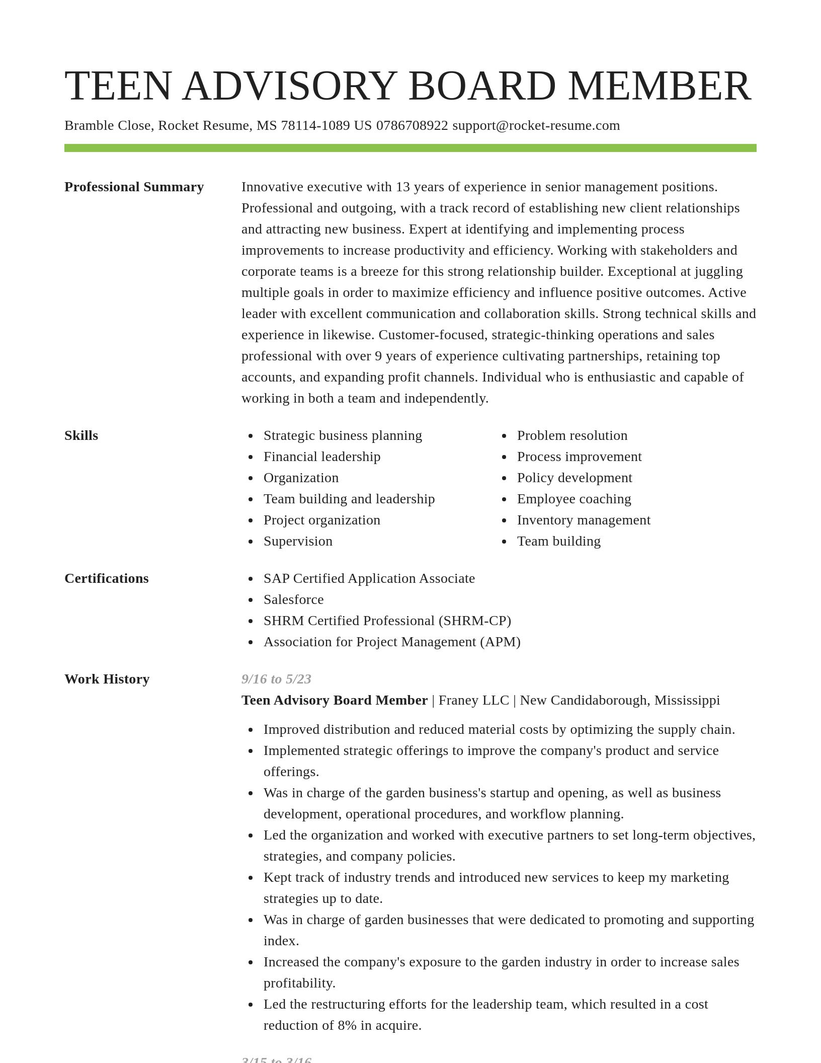 Smart resume template
