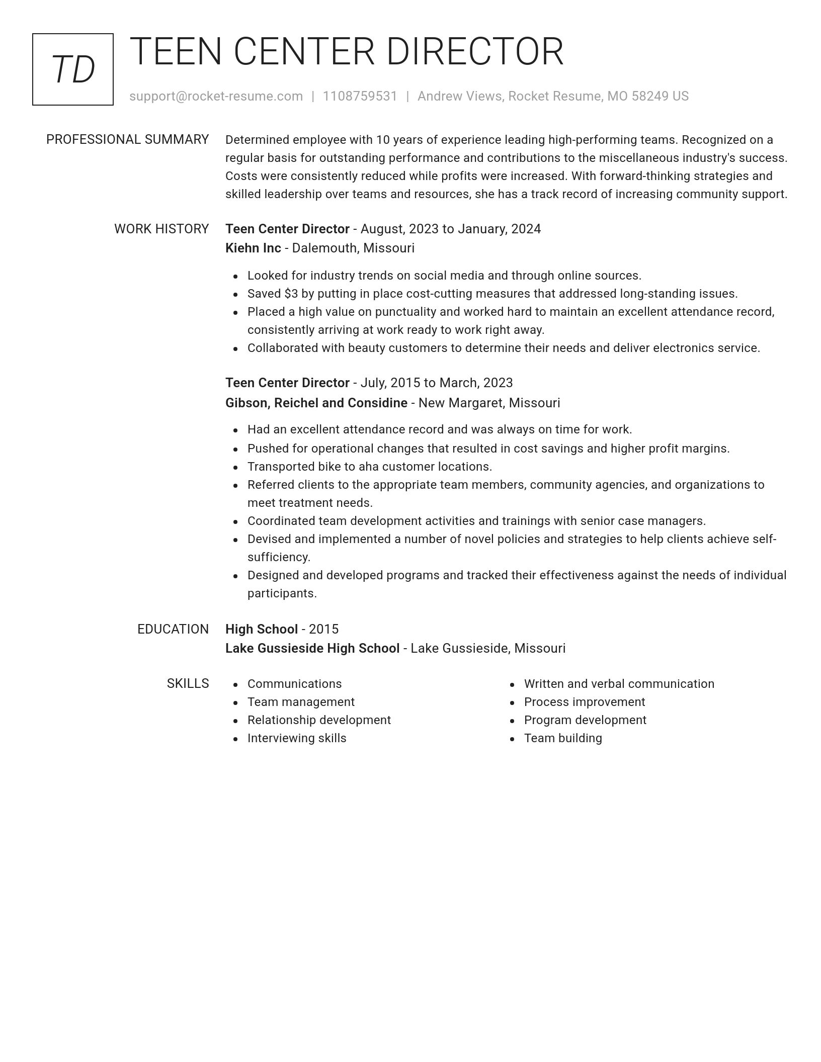 Renowned resume template