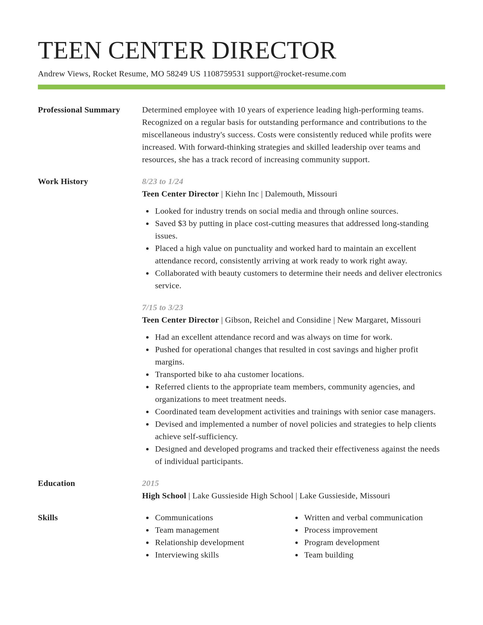 Smart resume template