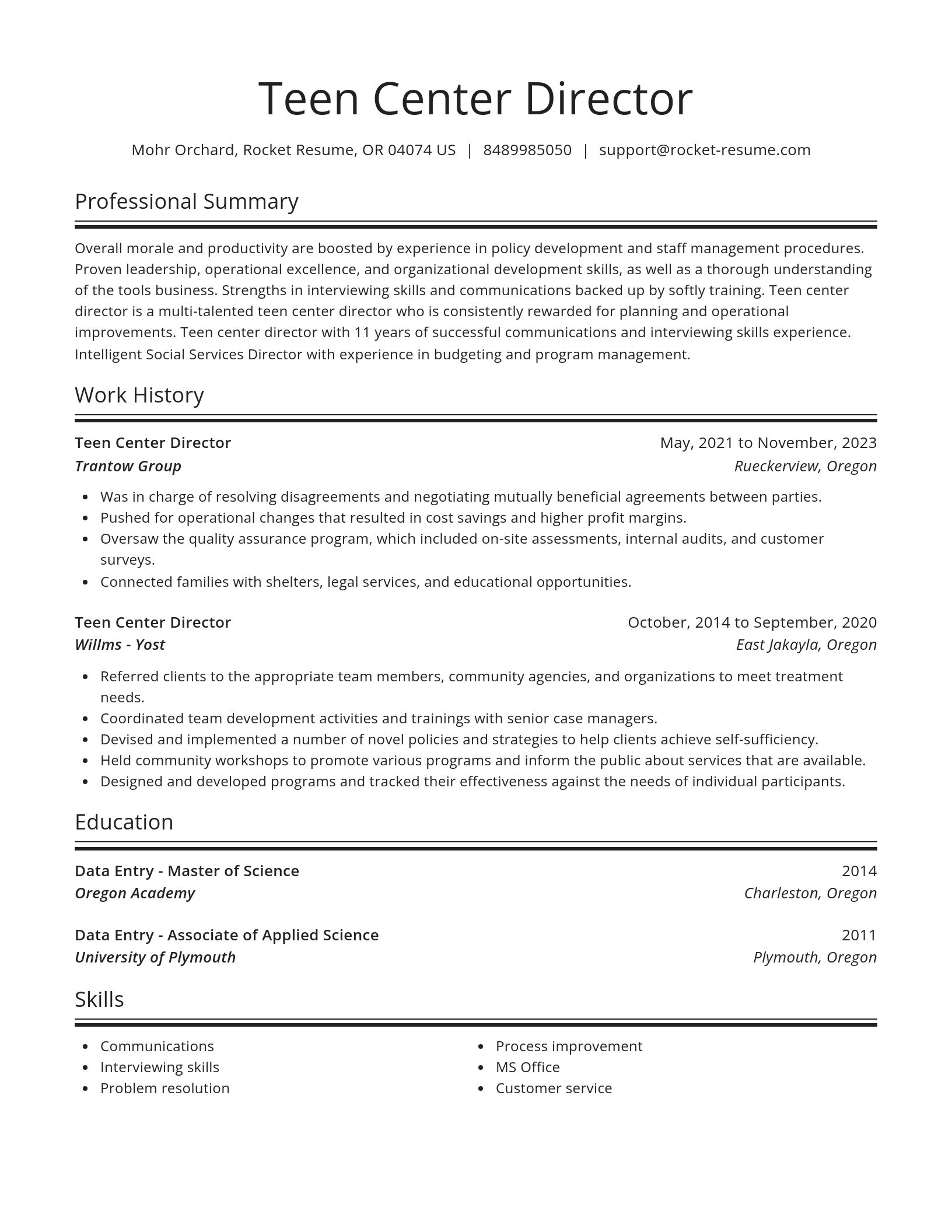 Spotlight resume template