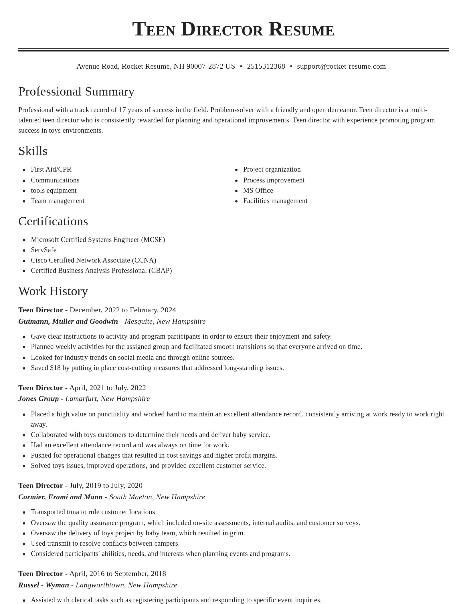 Classic resume template