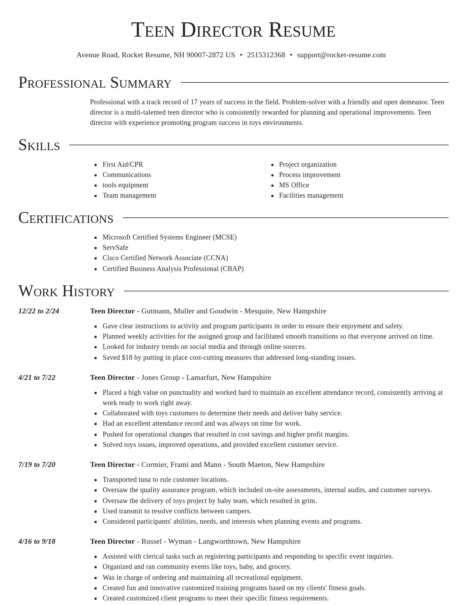 Director resume template