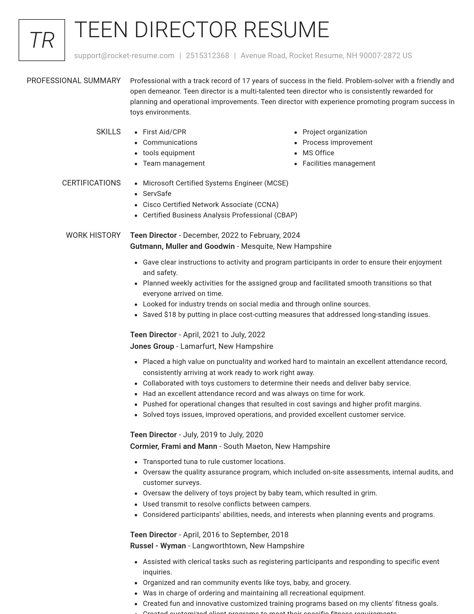 Renowned resume template