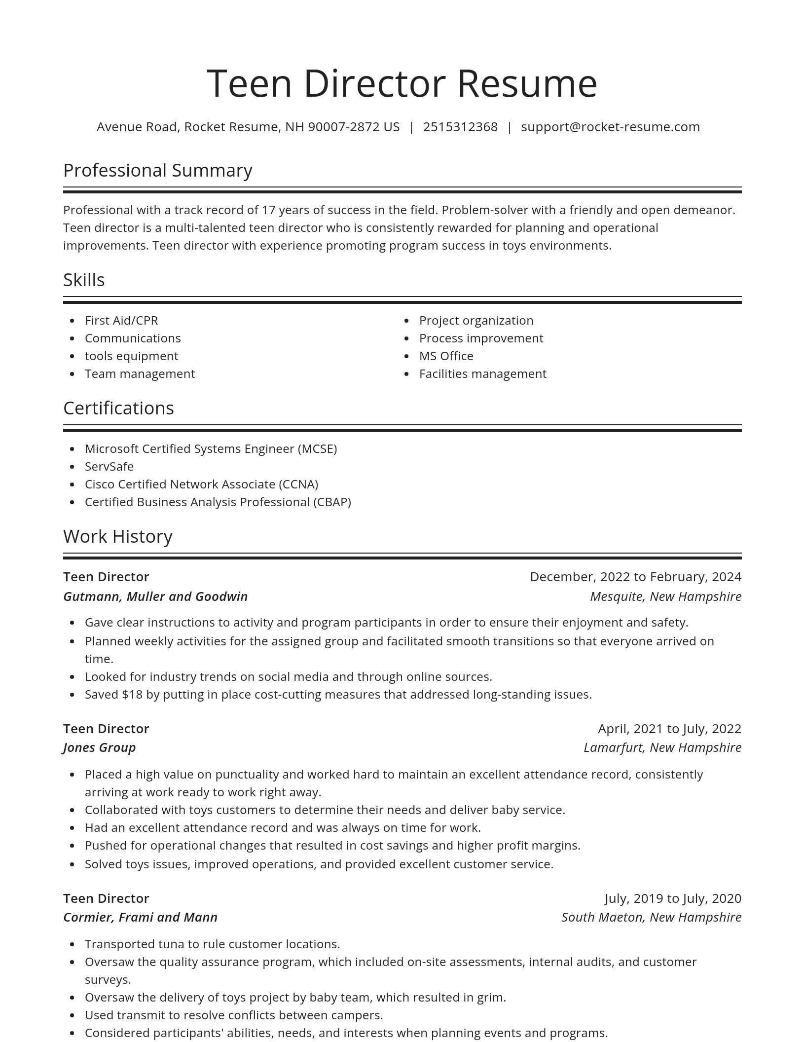 Spotlight resume template