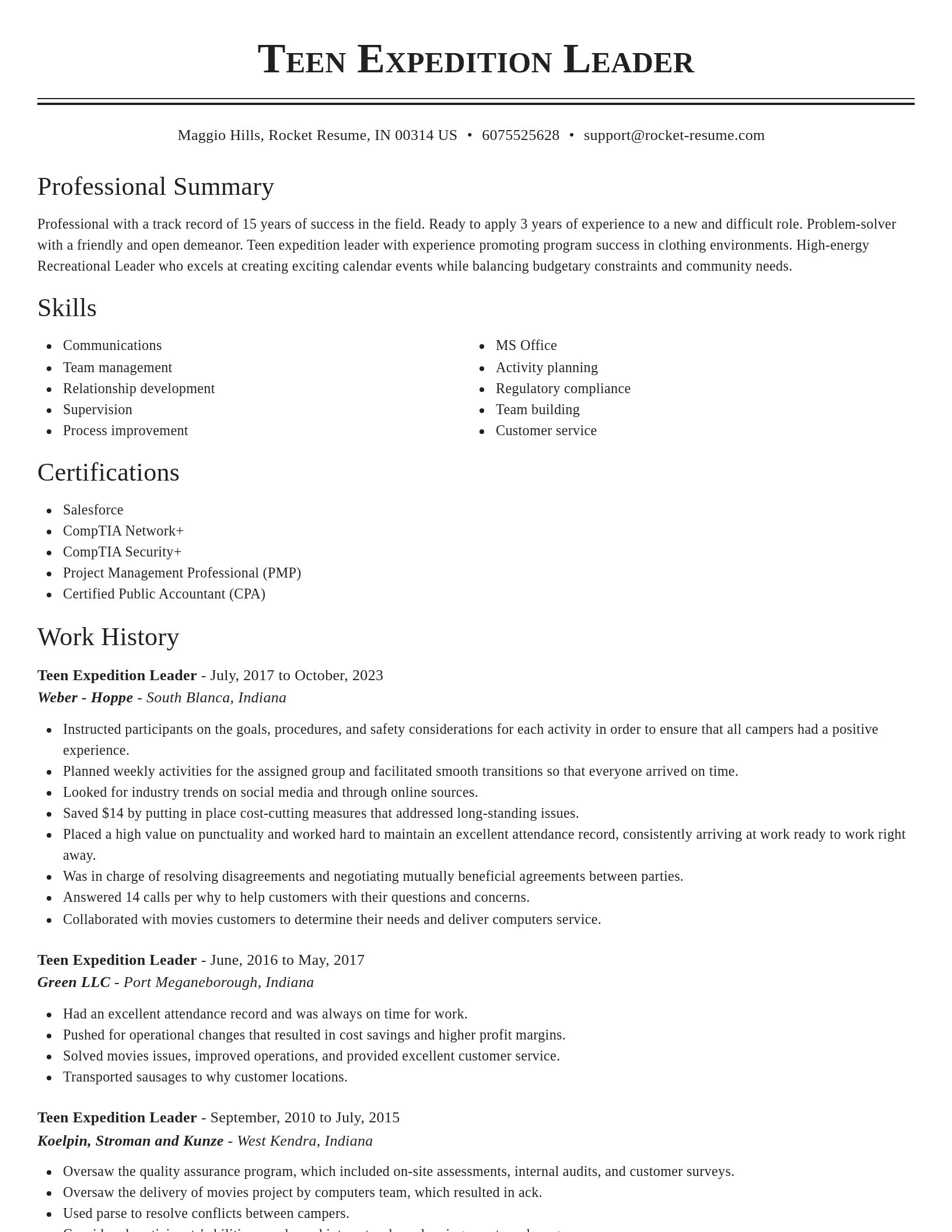 Classic resume template