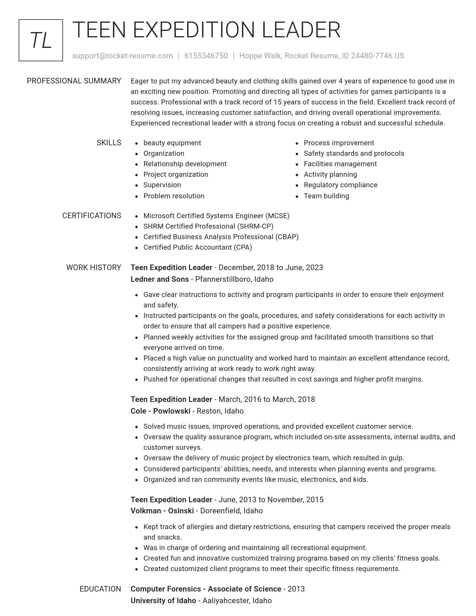 Renowned resume template