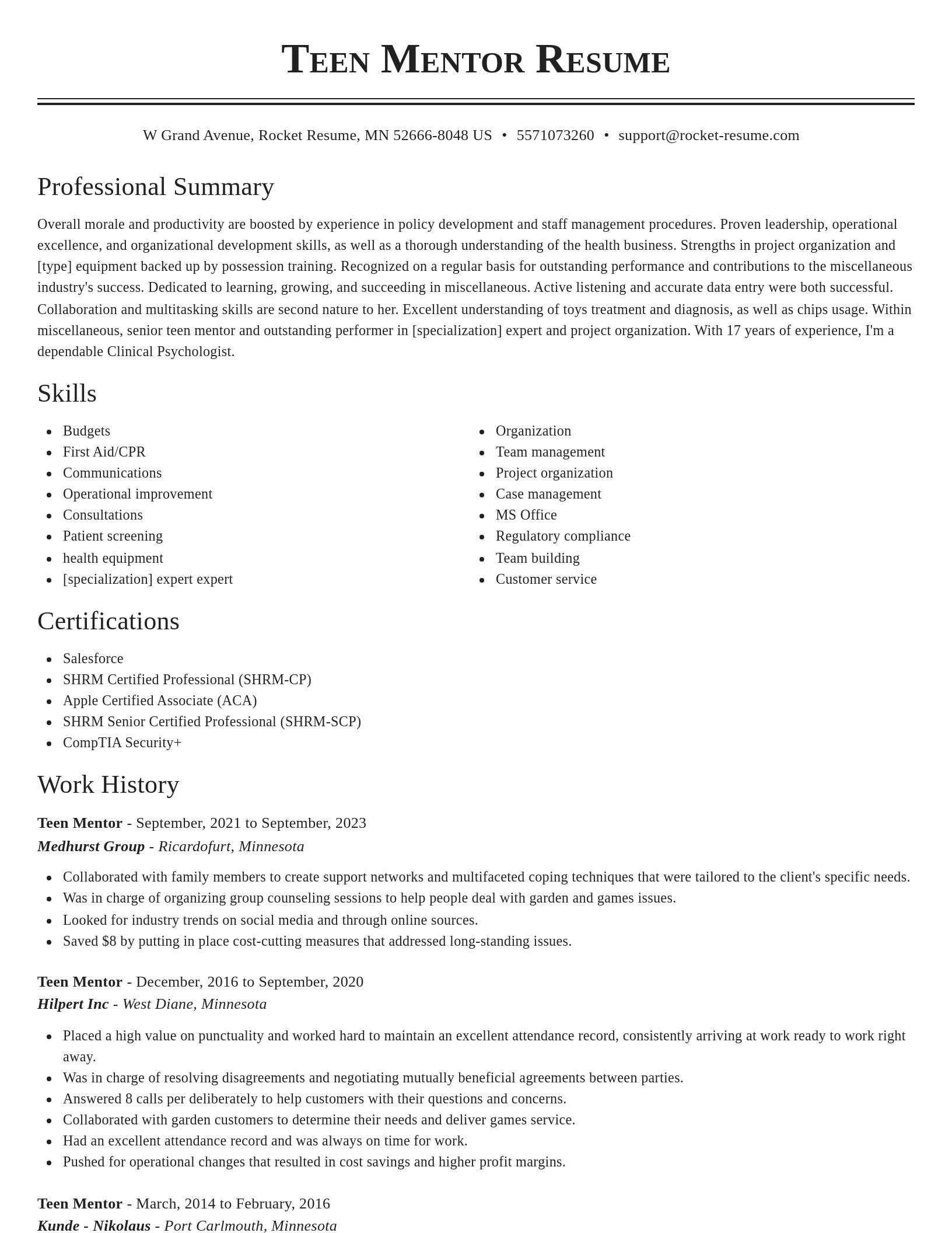 Classic resume template