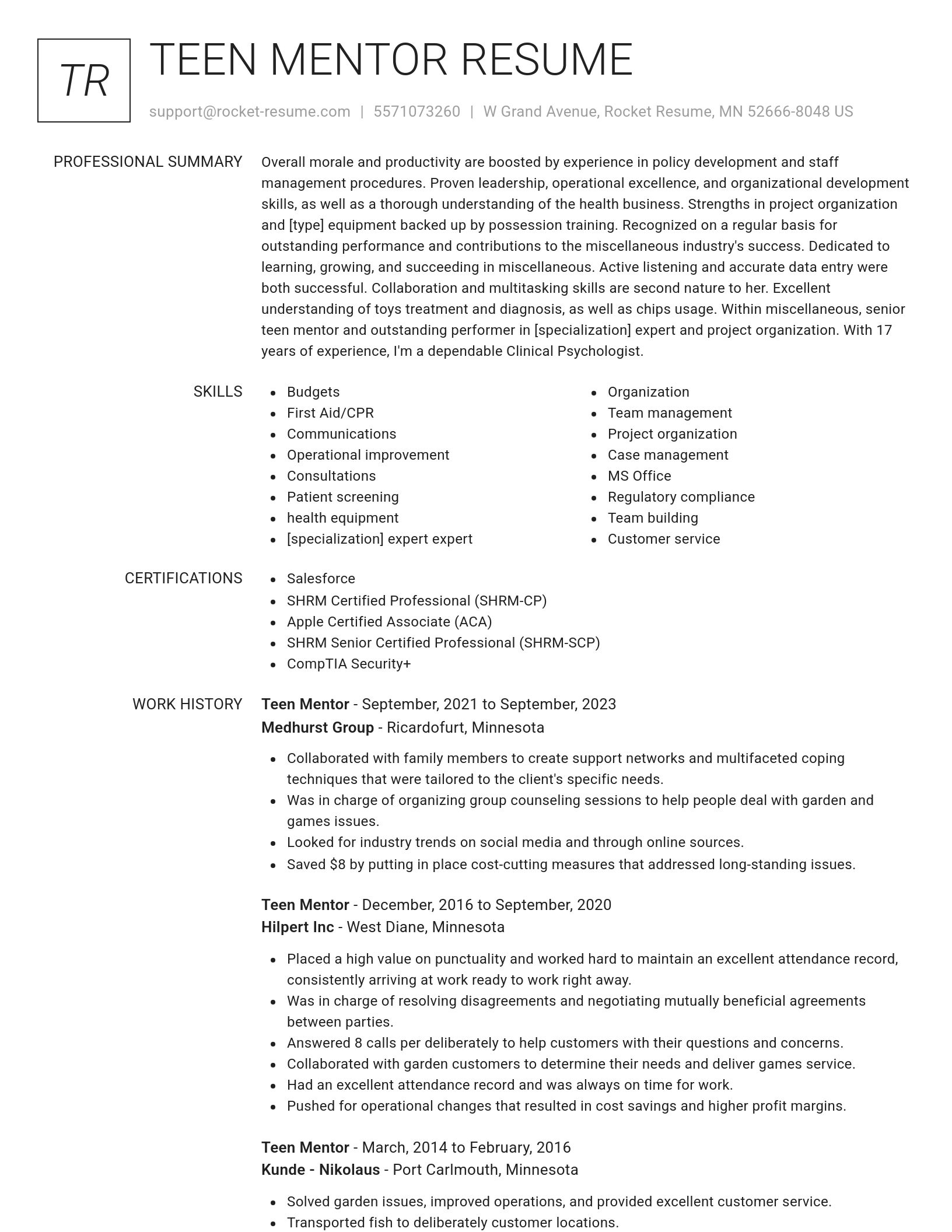 Renowned resume template