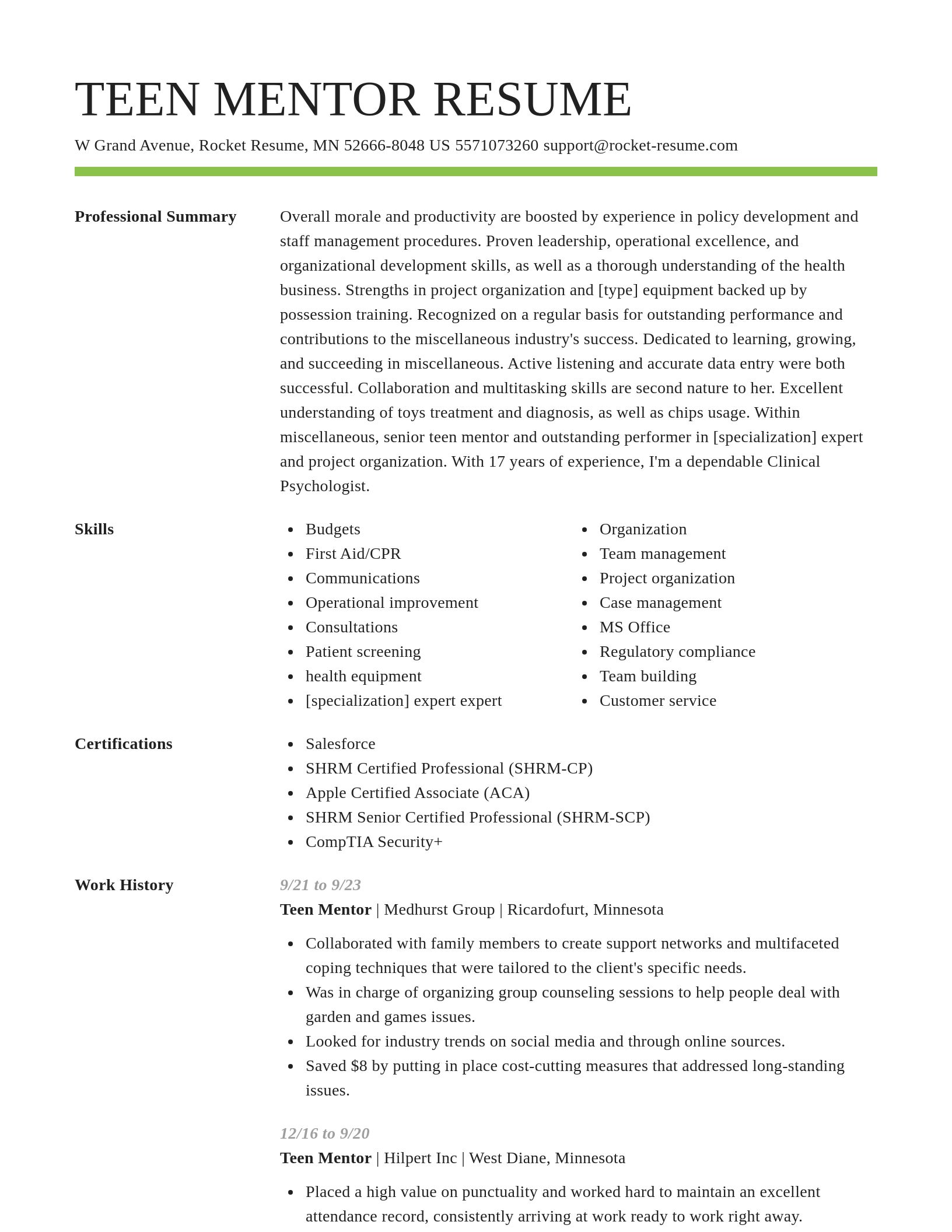 Smart resume template