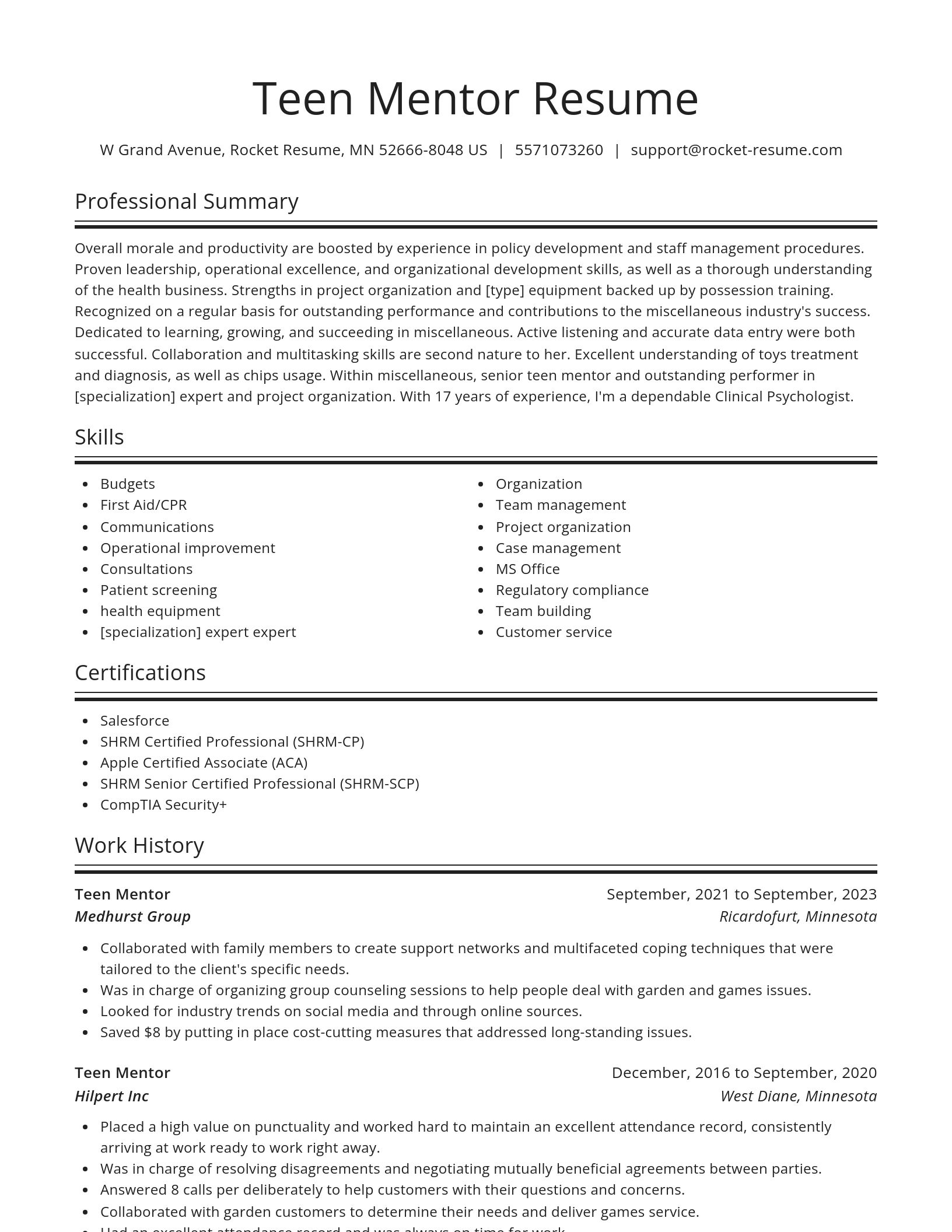 Spotlight resume template