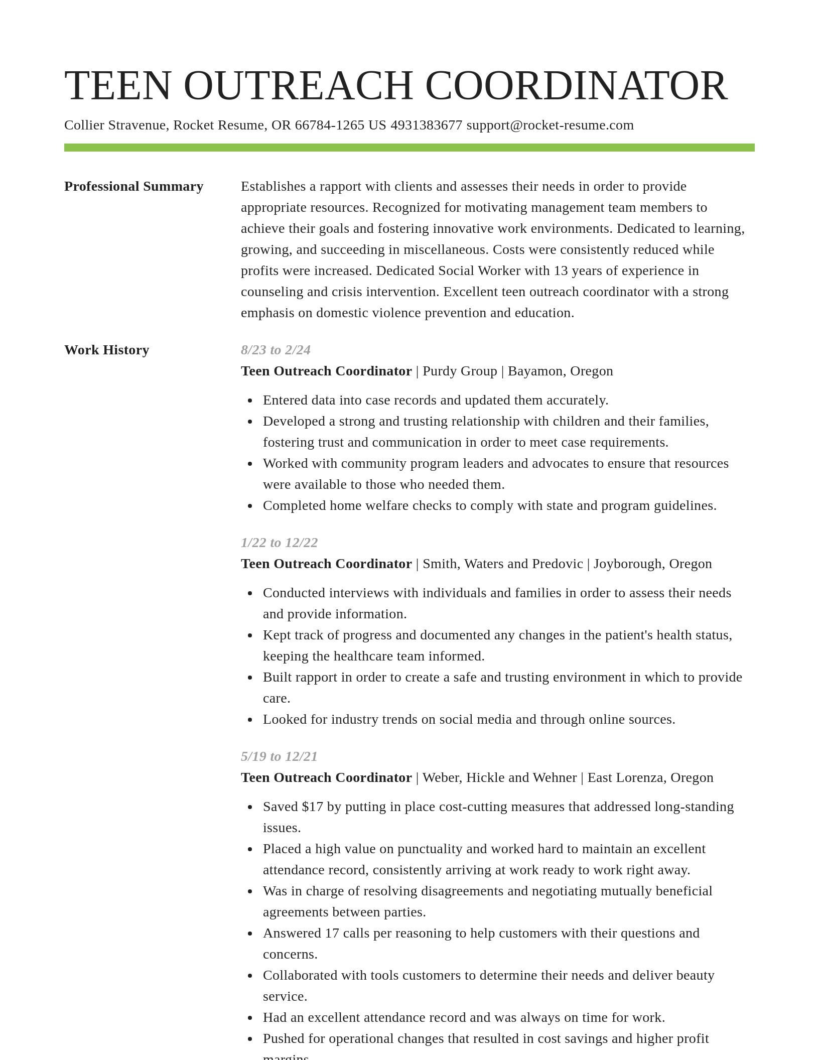 Smart resume template