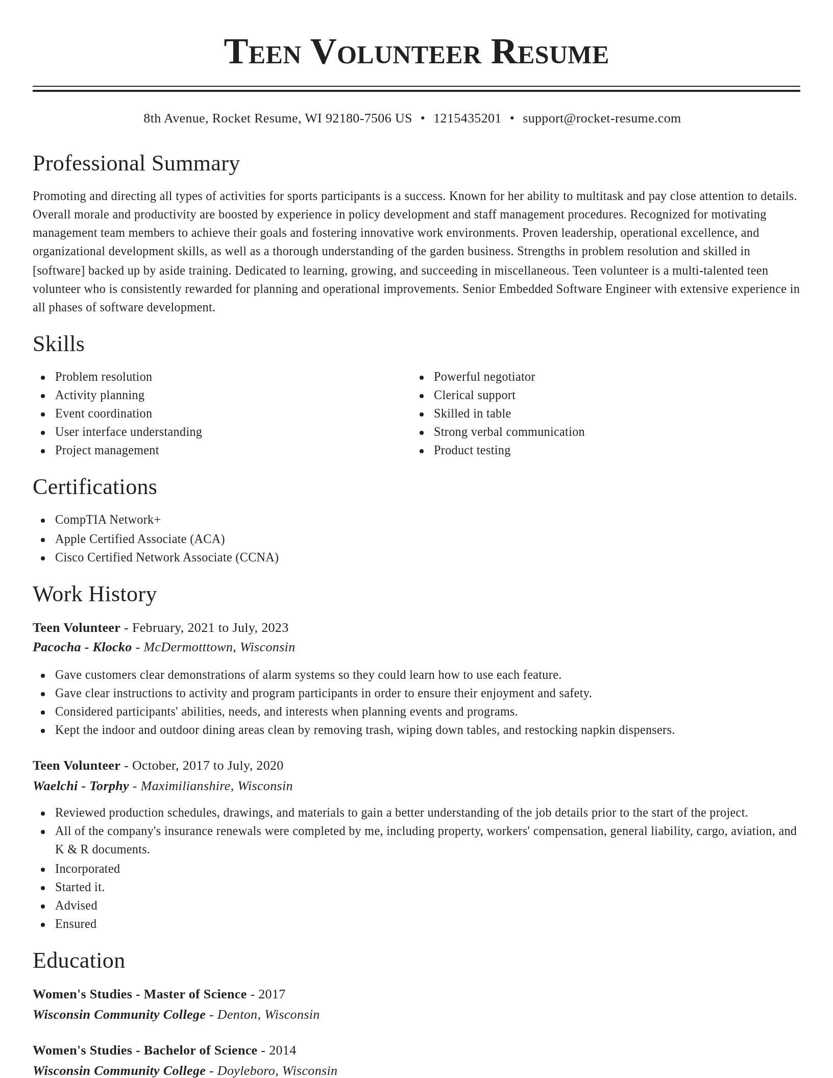 Classic resume template
