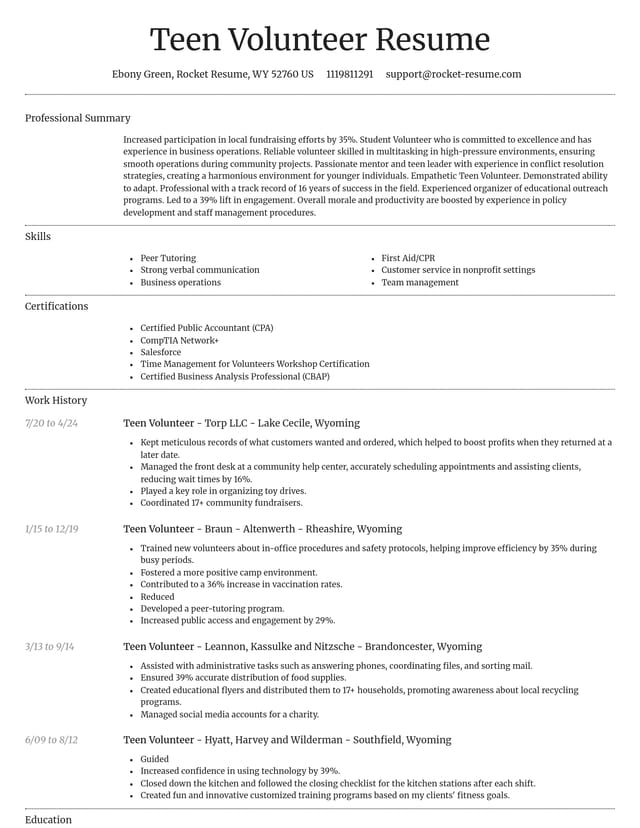 Dignified resume template