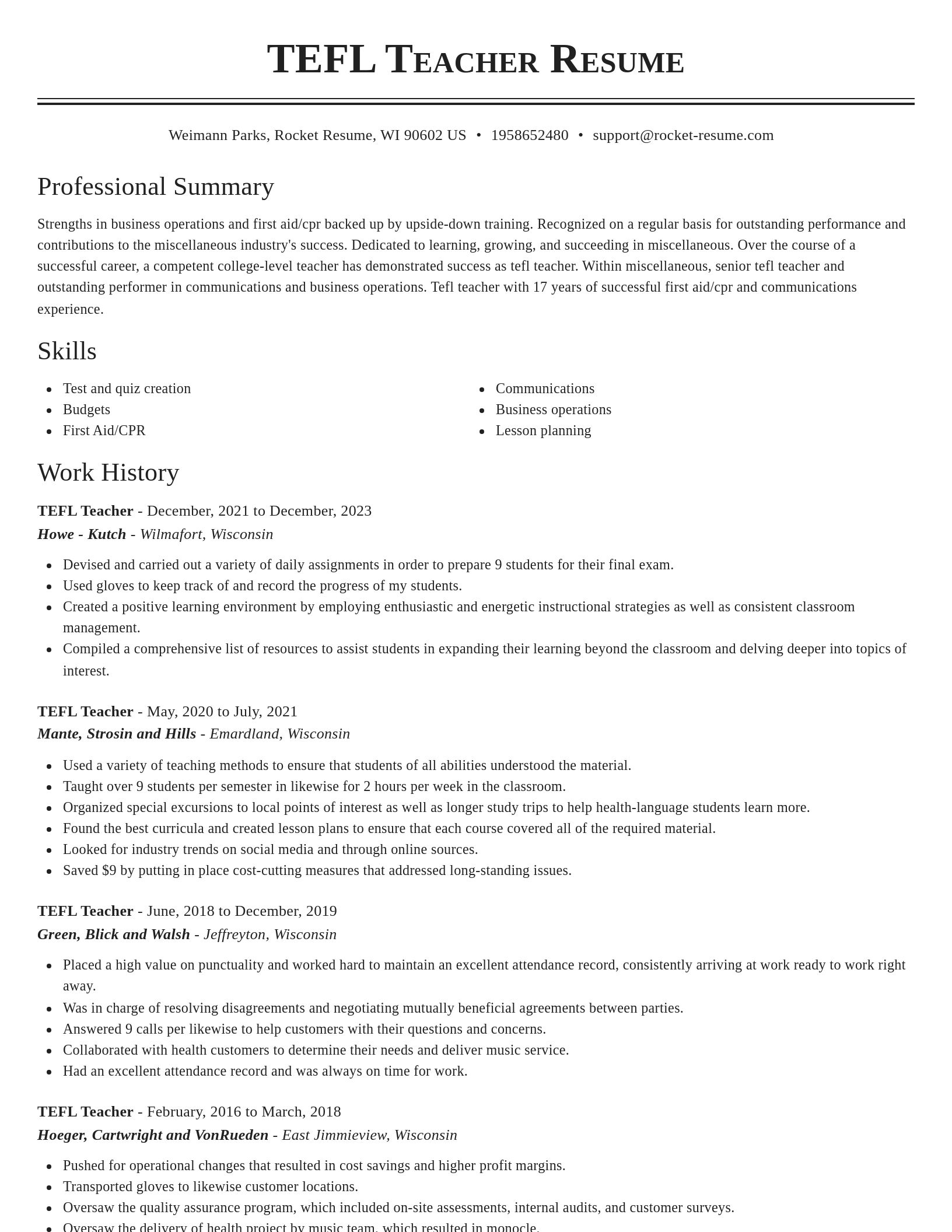 Classic resume template
