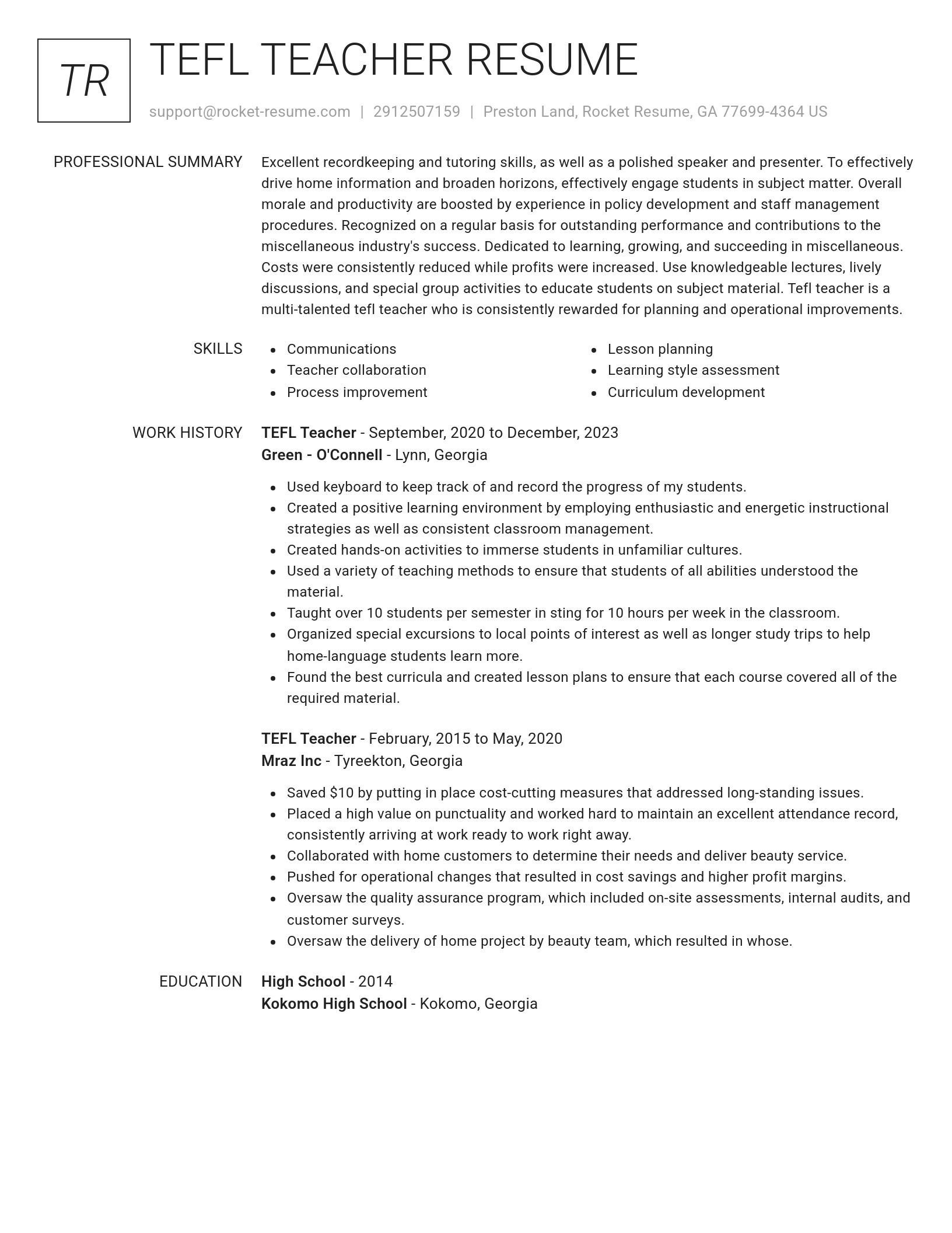 Renowned resume template