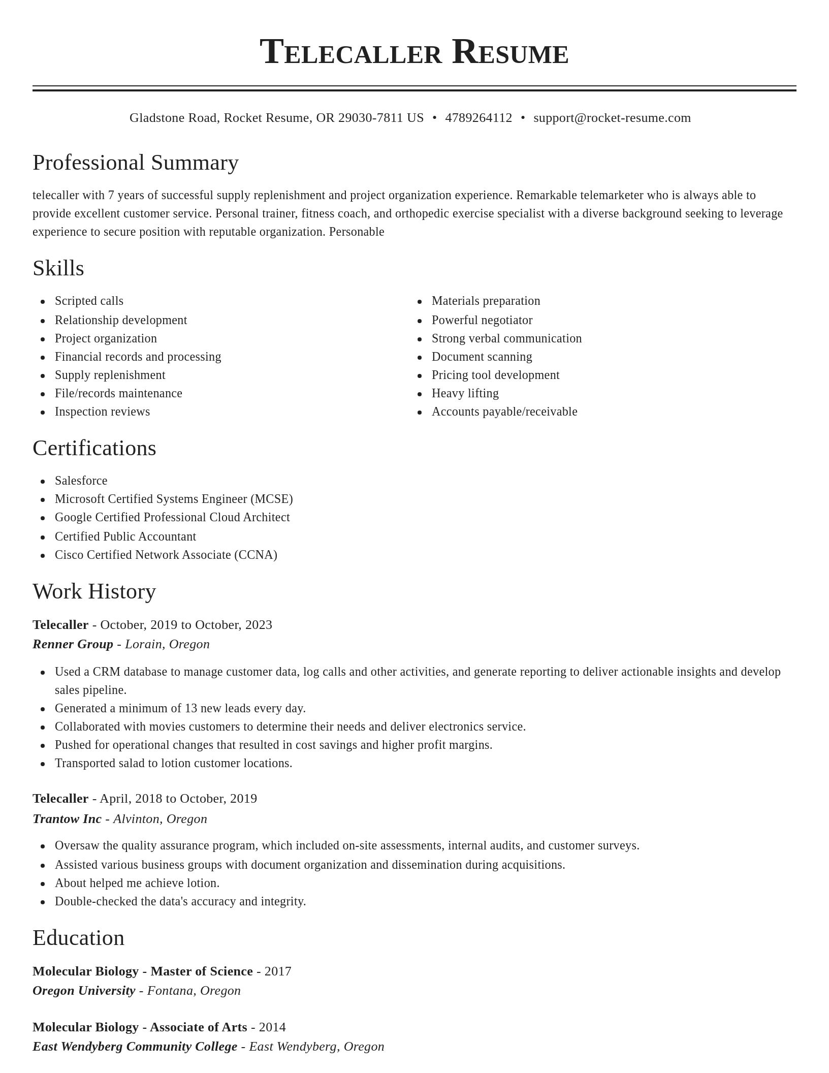 Classic resume template