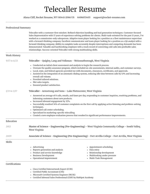 Dignified resume template