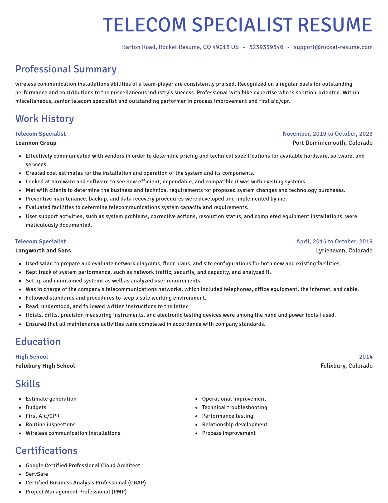 Novel resume template
