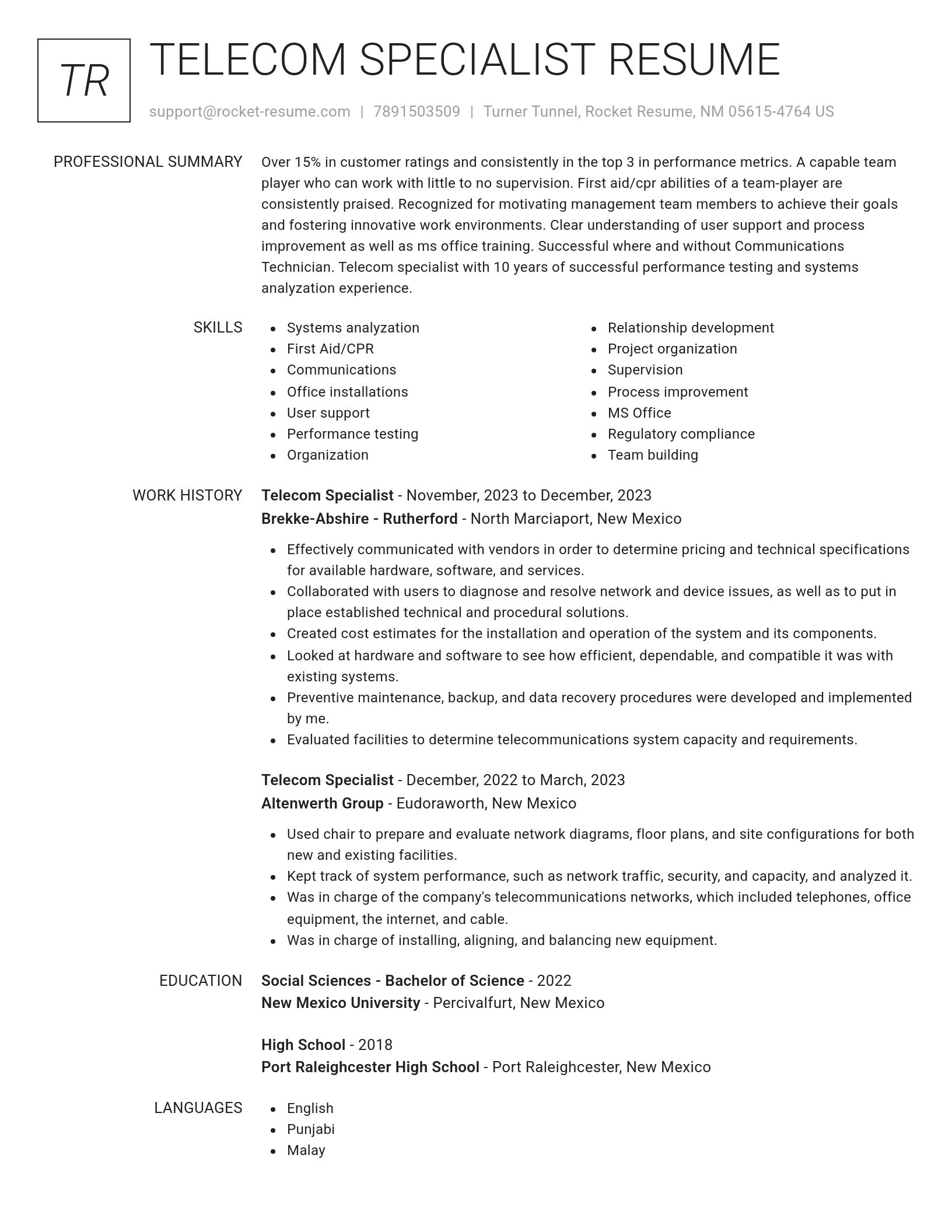 Renowned resume template