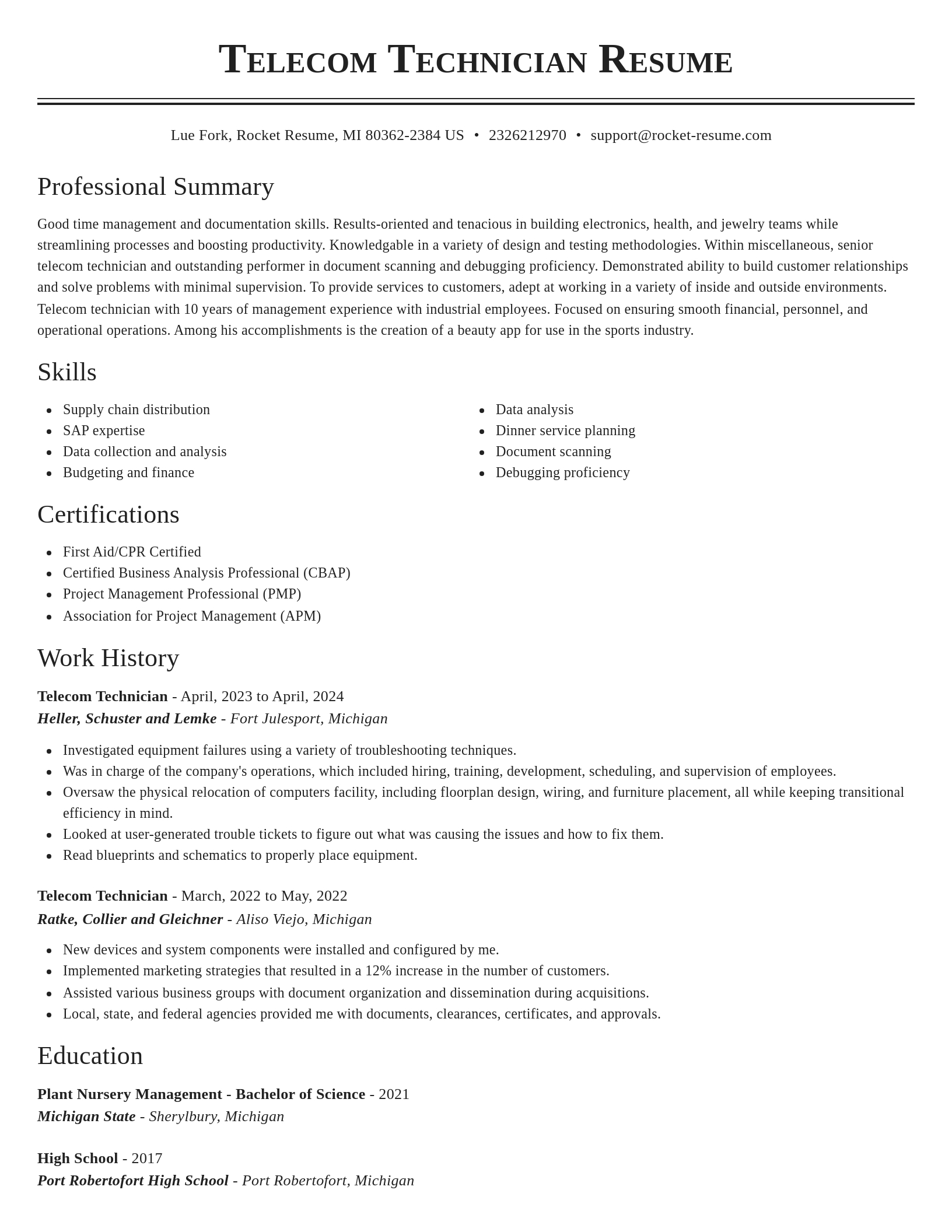 Classic resume template