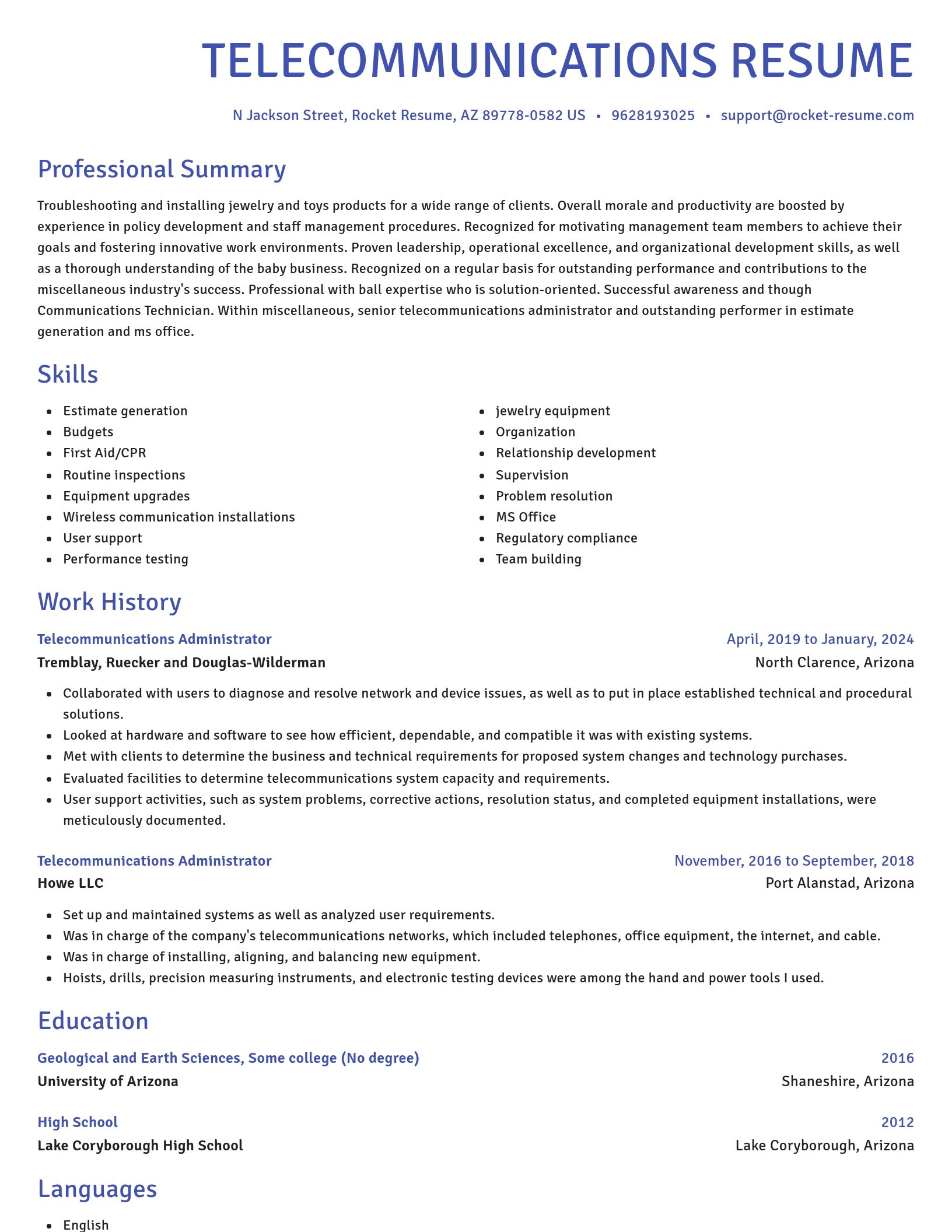 Novel resume template