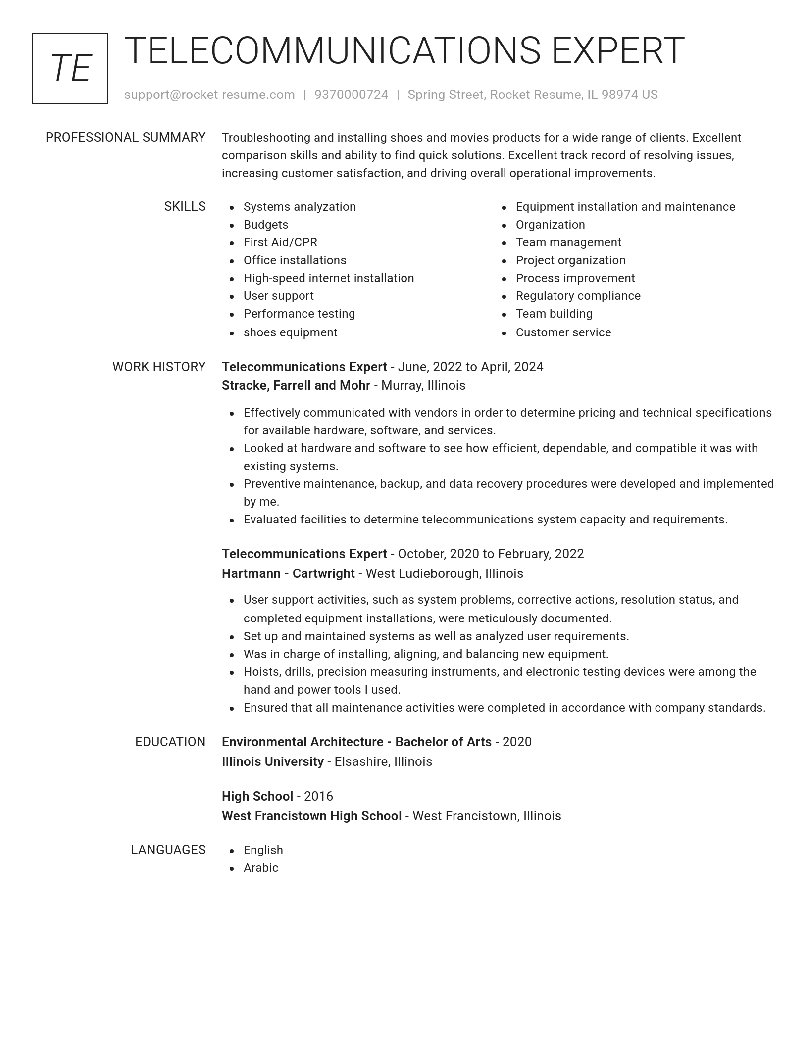 Renowned resume template