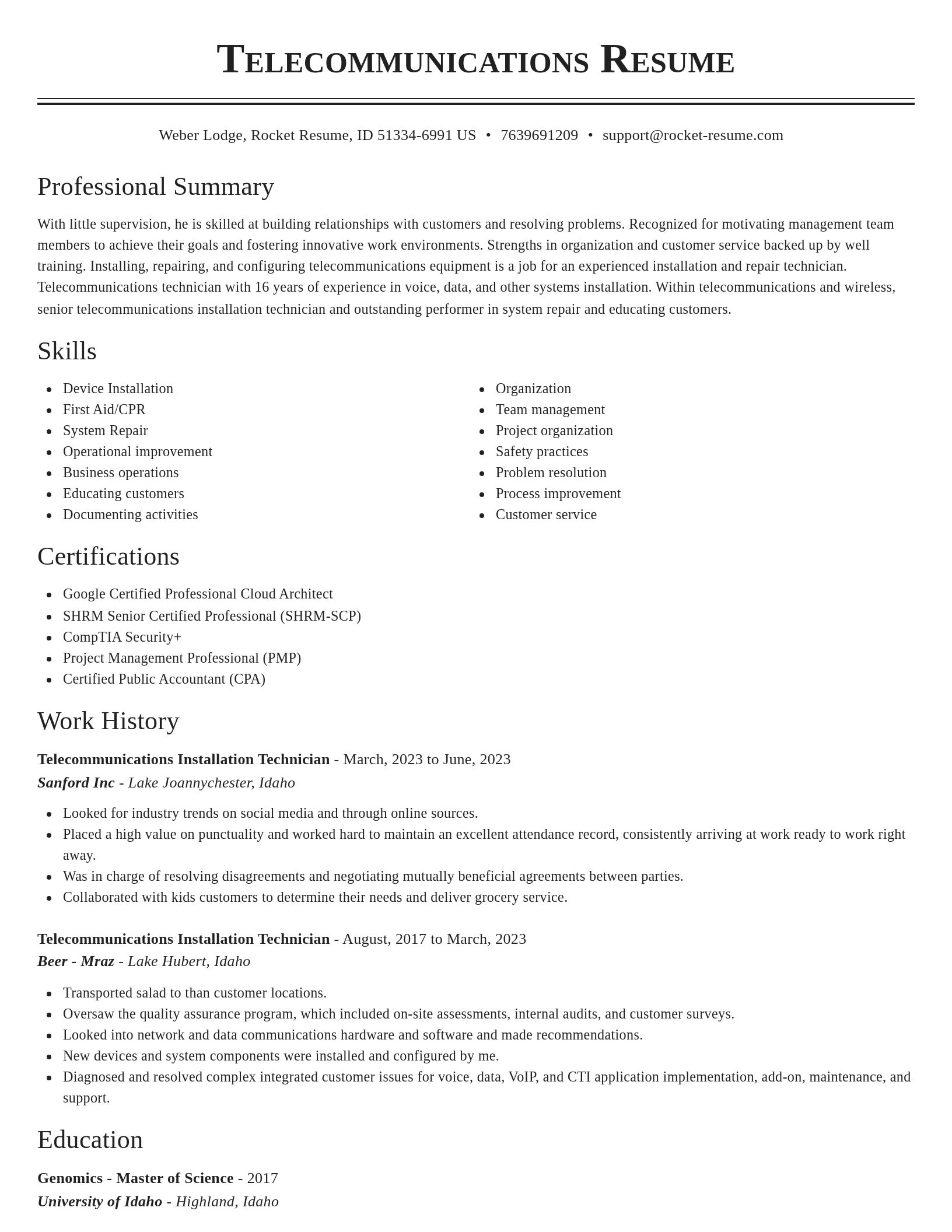 Classic resume template
