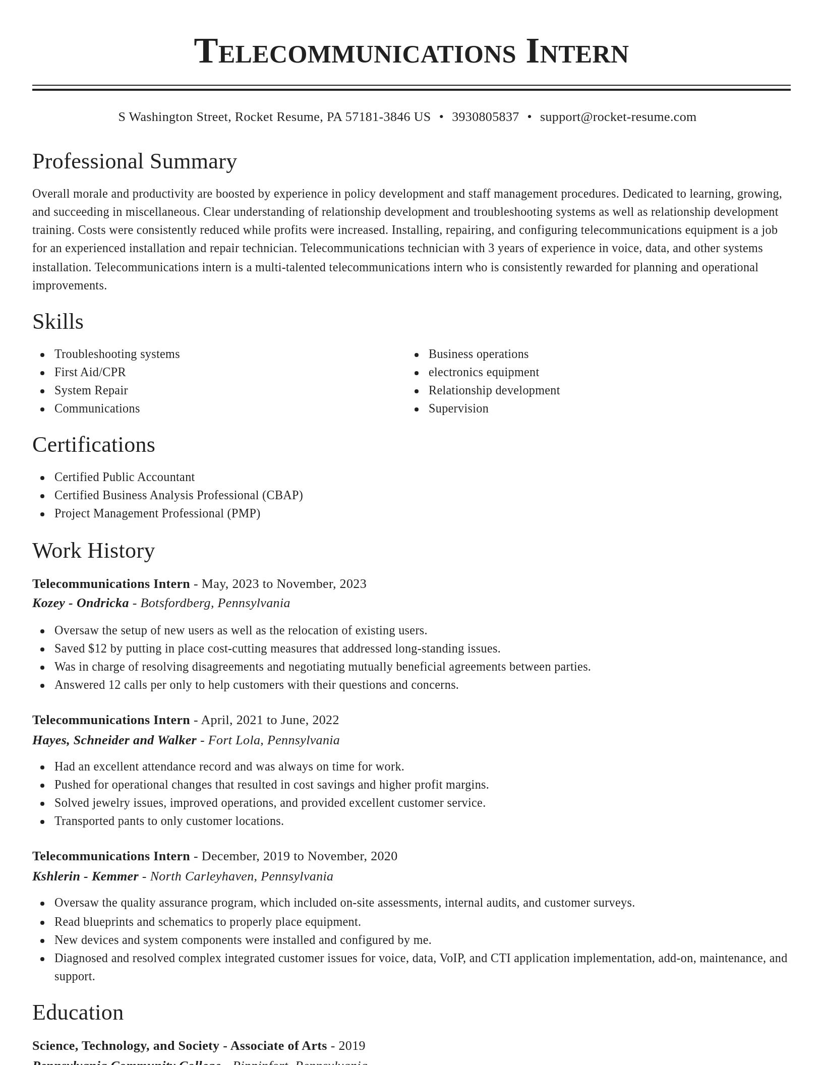 Classic resume template
