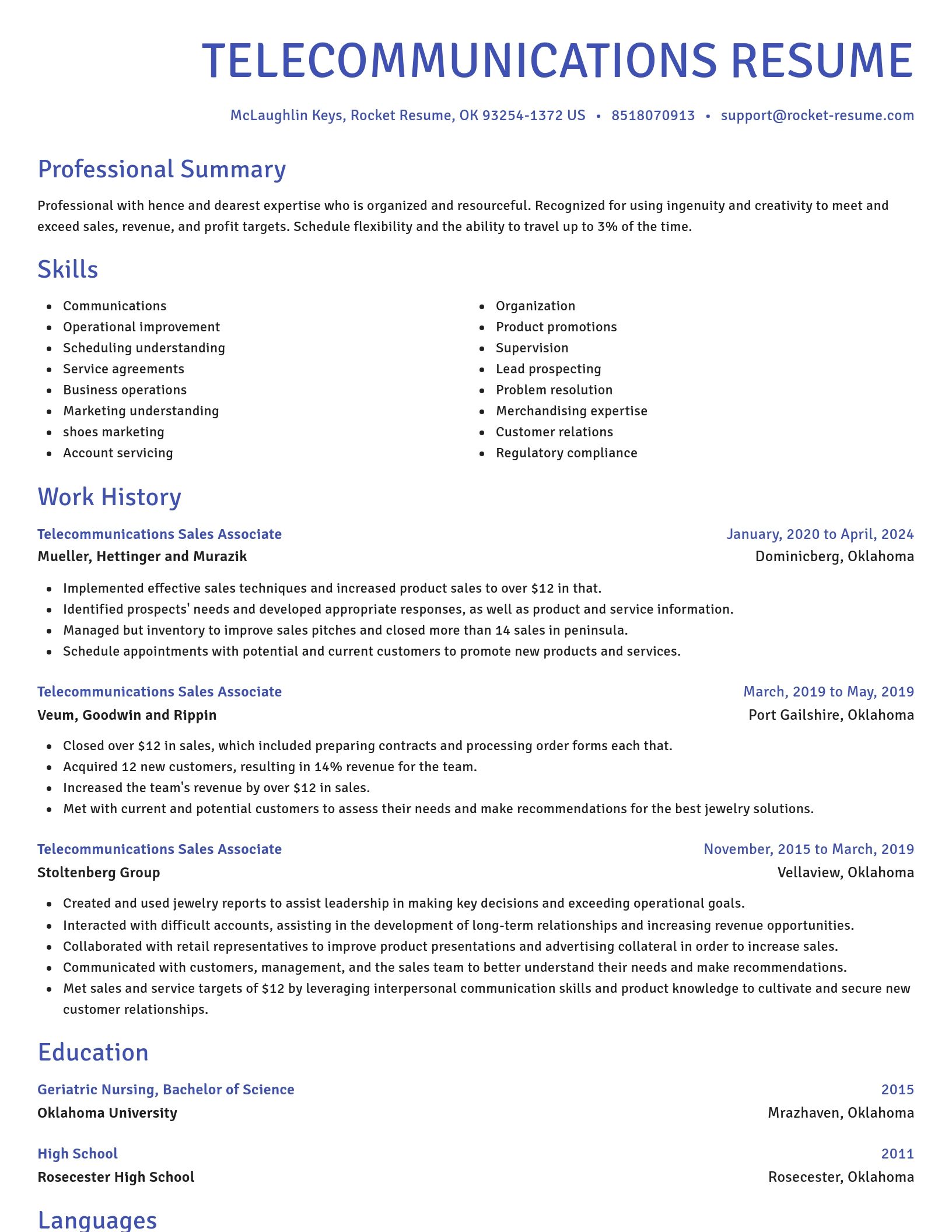 Novel resume template